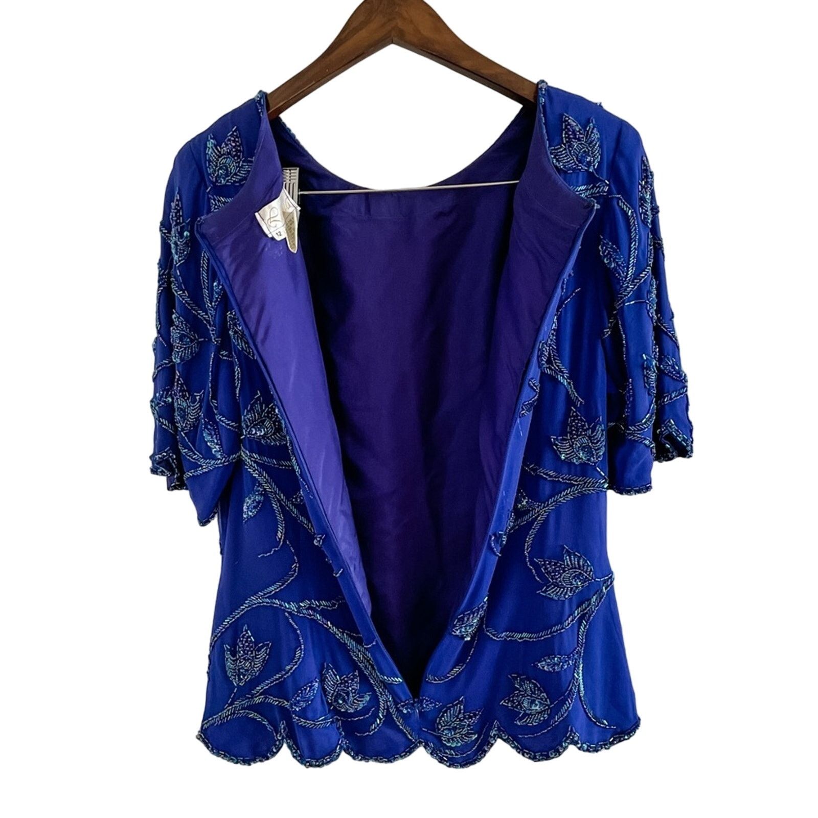 Vintage Vintage 100% silk floral beaded scalloped hem blouse S Size S / US 4 / IT 40 - 11 Thumbnail