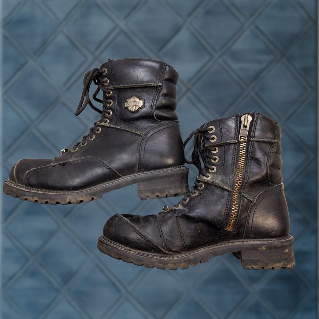 Vtg Skechers Leather Boots Motorcycle Moto Engineer Men 7 W8.5 Goth Steel Toe SKECHERS Motorcycle Boots products for sale | eBay main image 3