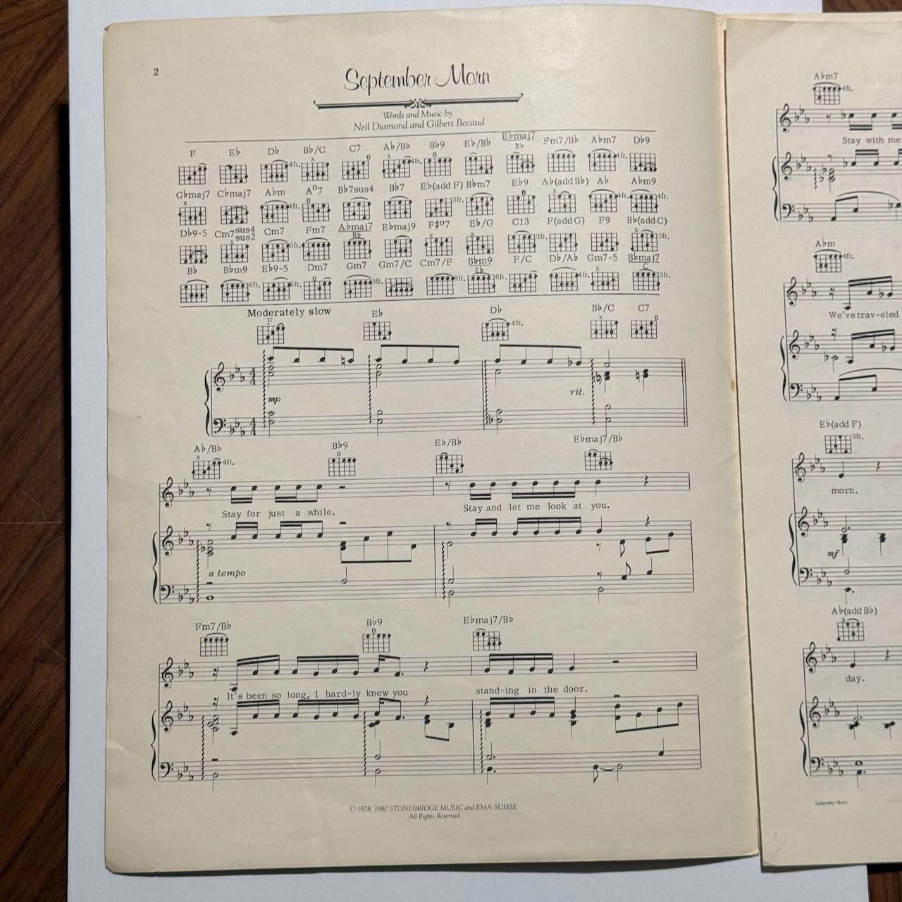 Other Neil Diamond - September Morn Sheet Music RARE 1980 Print Size ONE SIZE - 11 Thumbnail