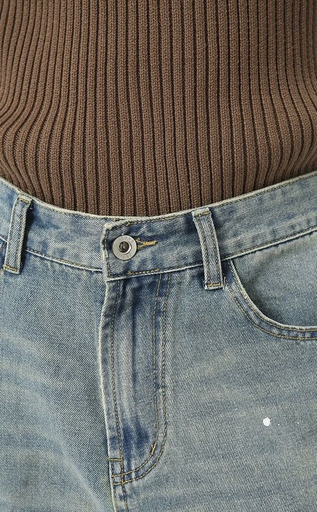 Designer × Vintage Design Loose Baggy Washed Blue Wide Leg Shorts y2k Size US 33 - 6 Thumbnail