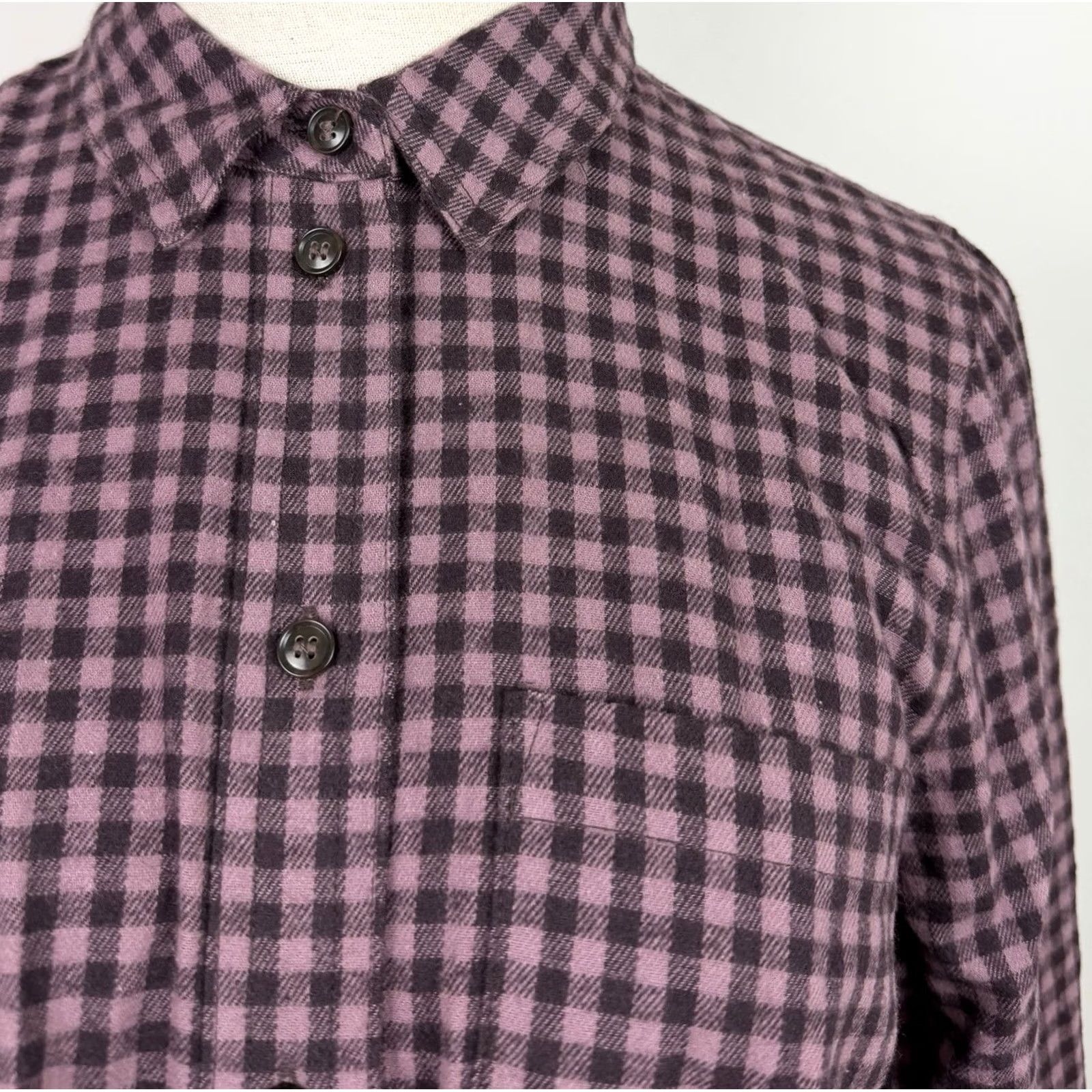 Madewell VINTAGE Madewell Shirt Womens Small NWT Plaid Flannel Shirt Eggplant Purple Cotton Boho Size S / US 4 / IT 40 - 3 Thumbnail