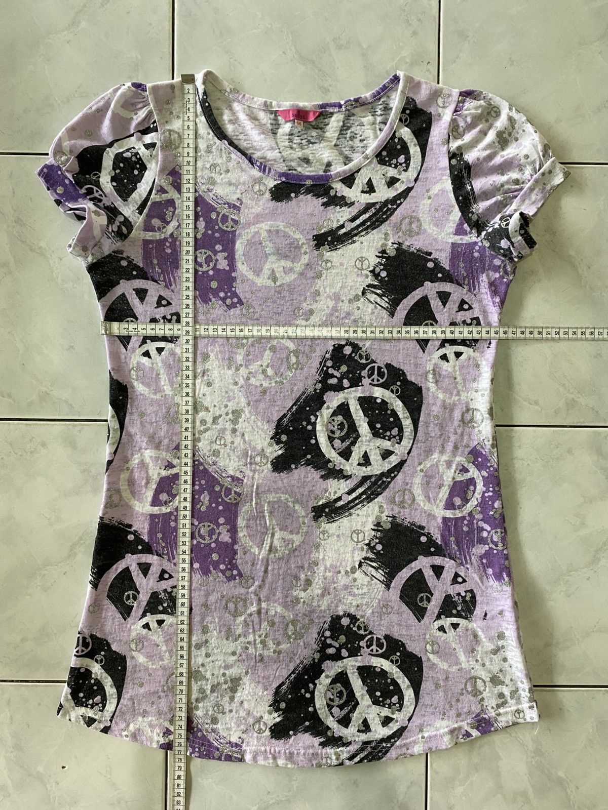 Japanese Brand Selly’s Vintage Purple Peace Tee Dress Y2K Grunge Aesthetic Size M / US 6-8 / IT 42-44 - 17 Thumbnail
