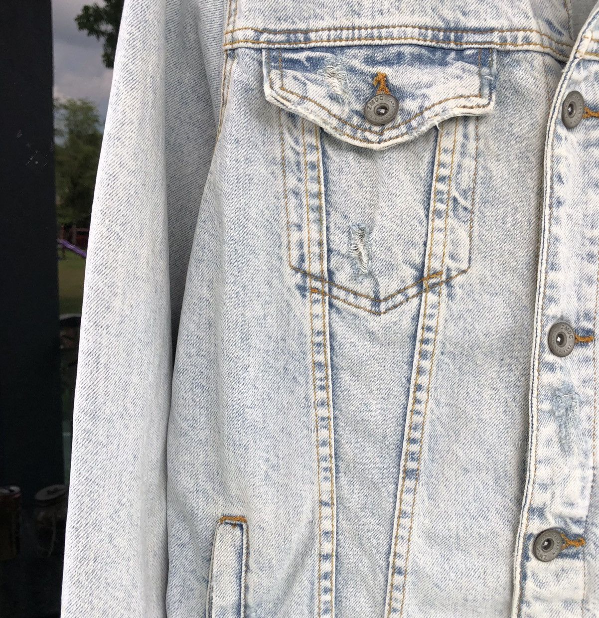 Zara Zara Mens Light Blue Studs Stones Skull Faded Wash Jacket Size US M / EU 48-50 / 2 - 10 Thumbnail