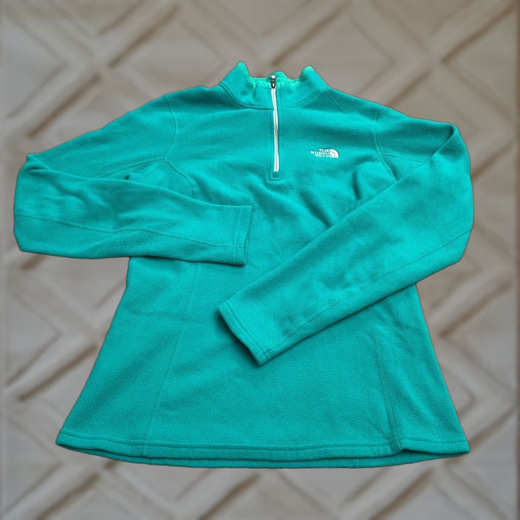 The North Face Glacier Fleece Jacket Women S Green 1/4 Zip Pullover Outdoor