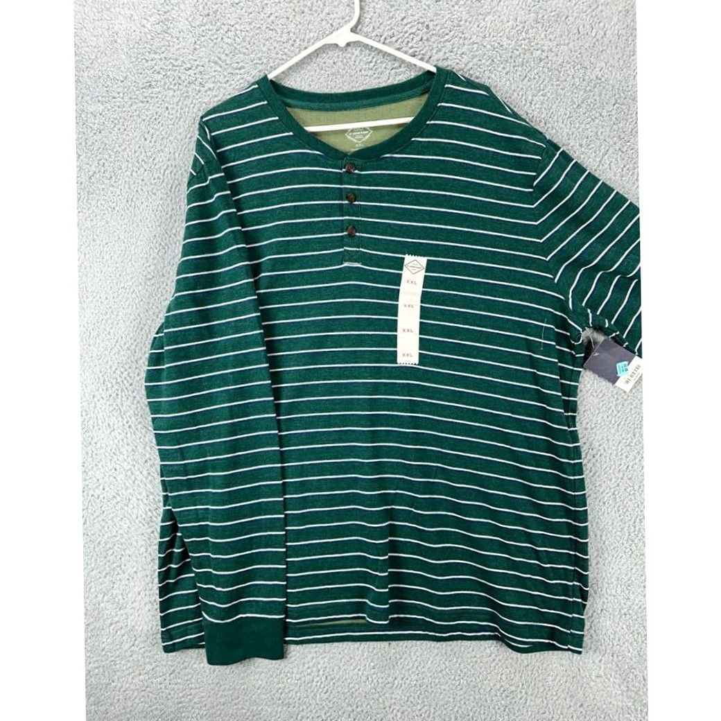 Vintage VINTAGE St Johns Bay Shirt Mens 2XL Green White Balanced Striped Henley Long Sleeve NEW Size US XXL / EU 58 / 5 - 3 Thumbnail