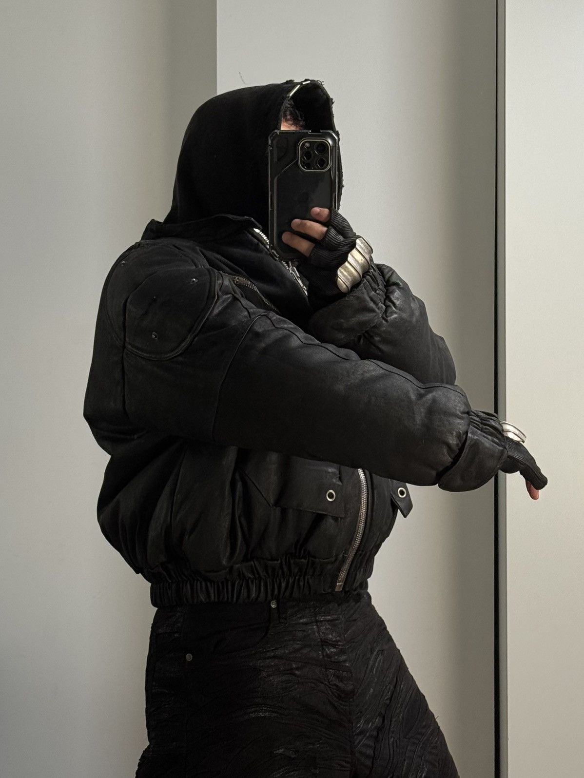 SHINE LUXURY RARE Shine Luxury “METHADONE” Layered Moto Bomber Jacket Size US S / EU 44-46 / 1 - 23 Thumbnail
