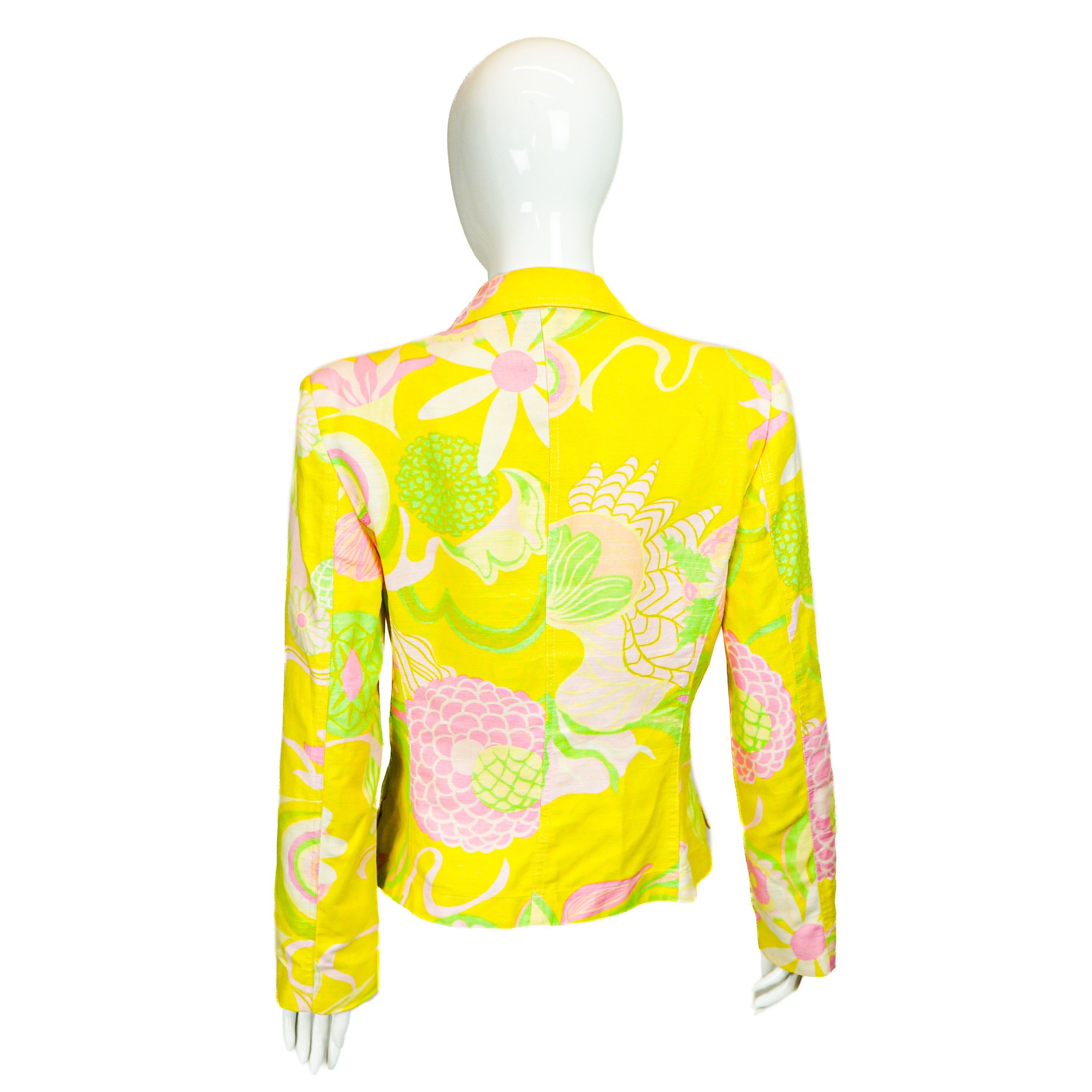 Dolce & Gabbana DOLCE GABBANA Retro Floral Yellow Blazer Jacket Vintage 90s Size S / US 4 / IT 40 - 2 Thumbnail