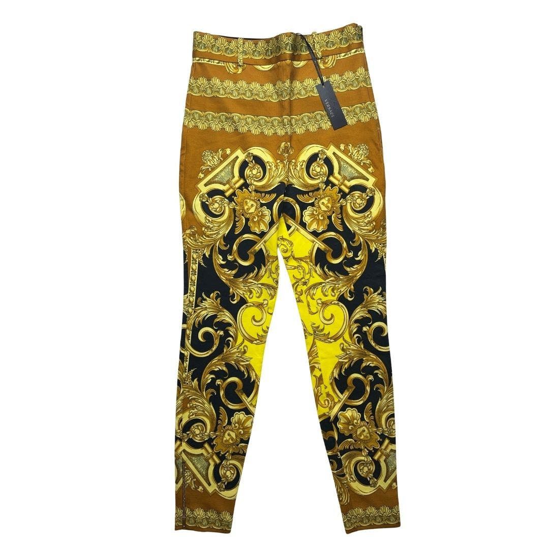 image of 5-85 Versace Women's Pants Baroque Yellow Gold Size 46 Large