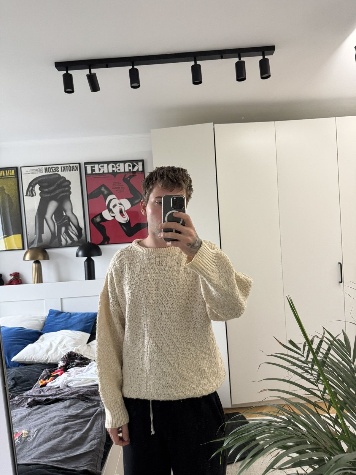 Vintage Australian Vintage 90s Lana Wool Sweater Knit Beige Oversize Size US L / EU 52-54 / 3 - 4 Thumbnail