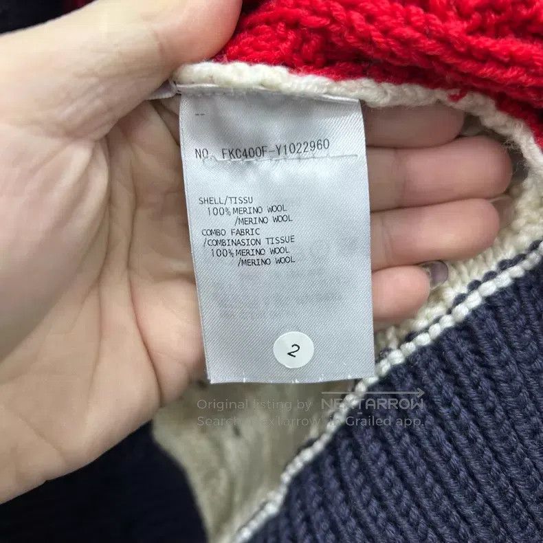 Thom Browne Thom Browne Beige and Grey Patch Four-Stripe Wool Open Car Size US XS / EU 42 / 0 - 4 Thumbnail