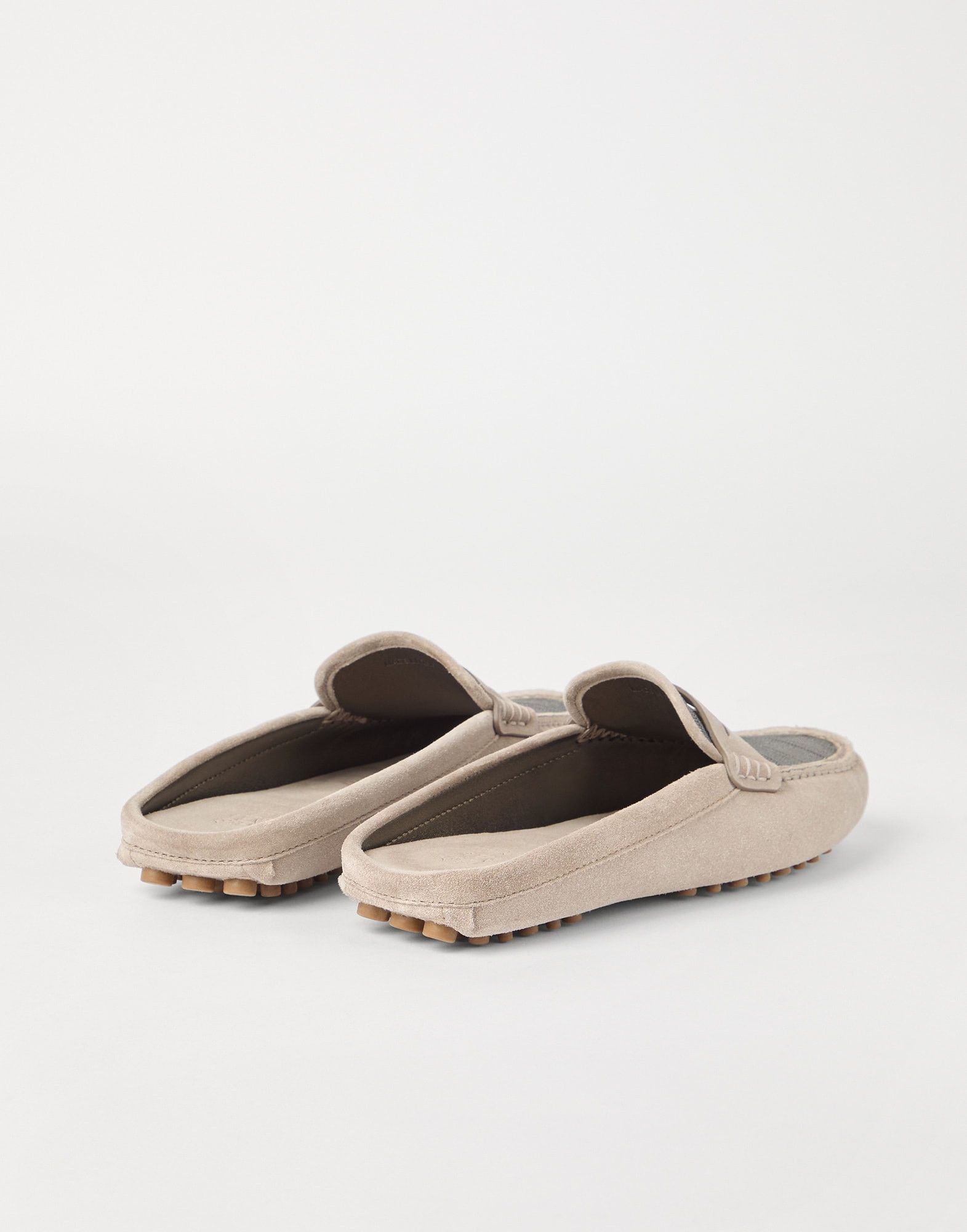 Brunello Cucinelli o1la1rc1a0326 Precious Driving Mules in Suede in Beige Size US 9 / IT 39 - 4 Thumbnail