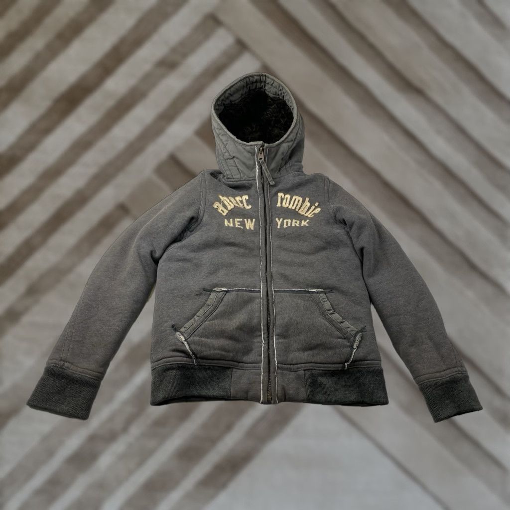 Vintage Abercrombie New York Adirondack Jacket Hoodie Women’s XL Sweatshirt Fur Heavy Gray Long Sleeve Full Zip Size XL / US 12-14 / IT 48-50 - 1 Thumbnail