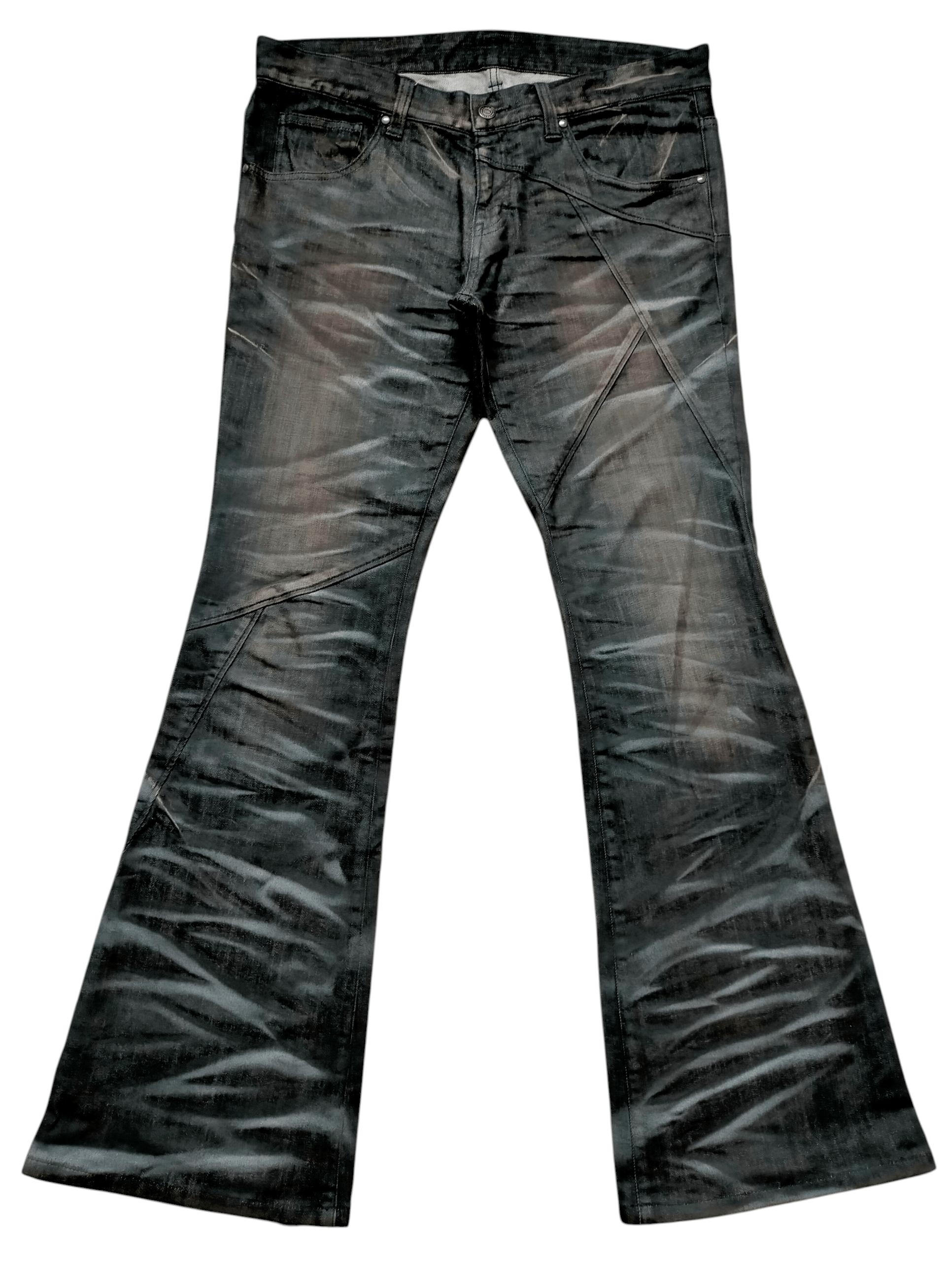 Tornado Mart Tornado Mart Flare Japan Honeycomb black Jeans | Grailed