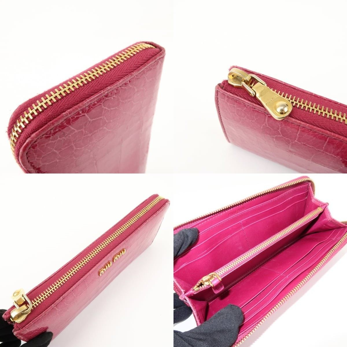 Miu Miu Miu Miu Logo Embossed Leather Zippy Long Wallet Pink Size ONE SIZE - 6 Thumbnail