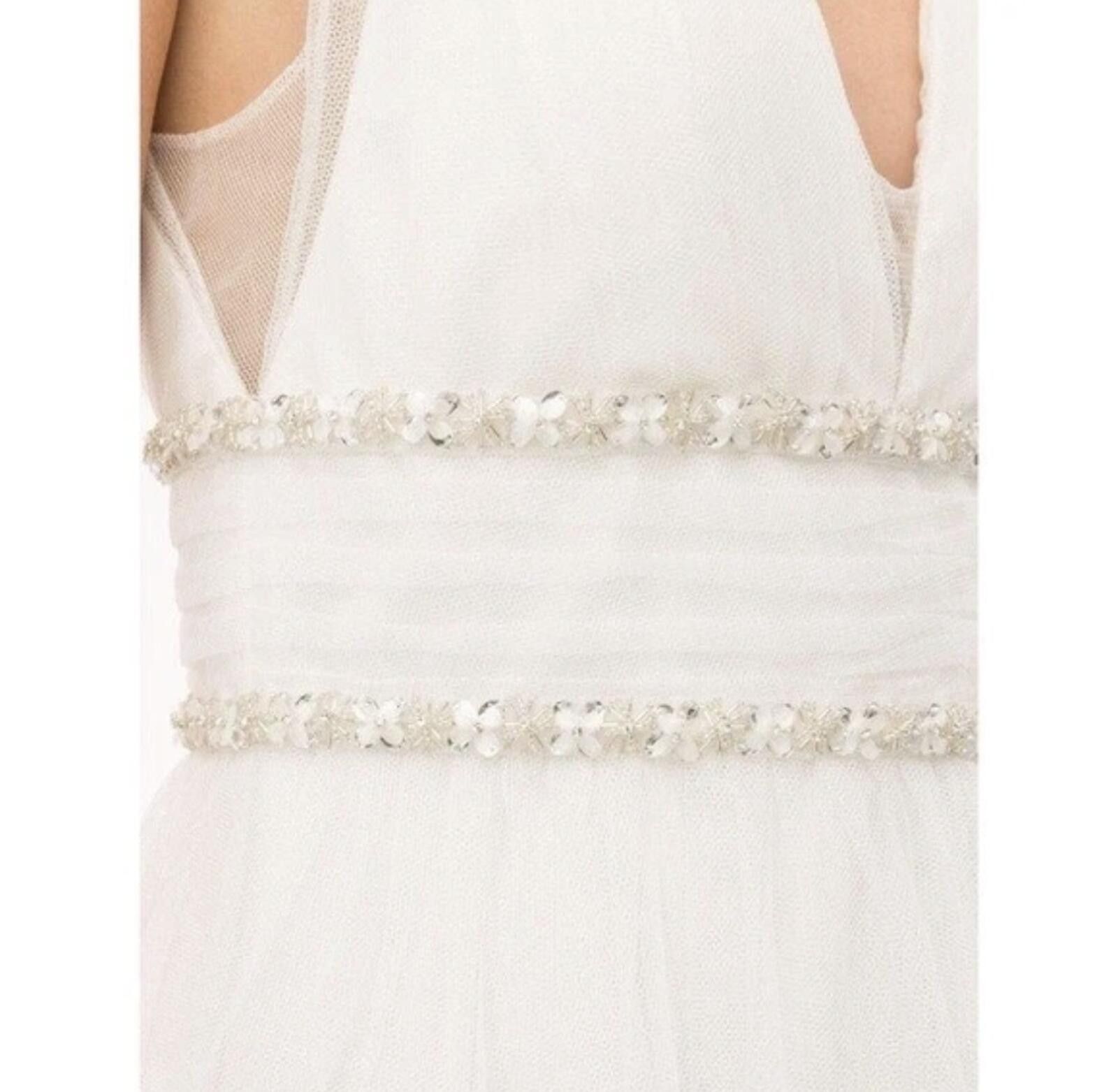 Marques'Almeida NWT Marchesa Notte Ivory Tulle Cocktail Bridal Beaded Dress Size L / US 10 / IT 46 - 3 Thumbnail