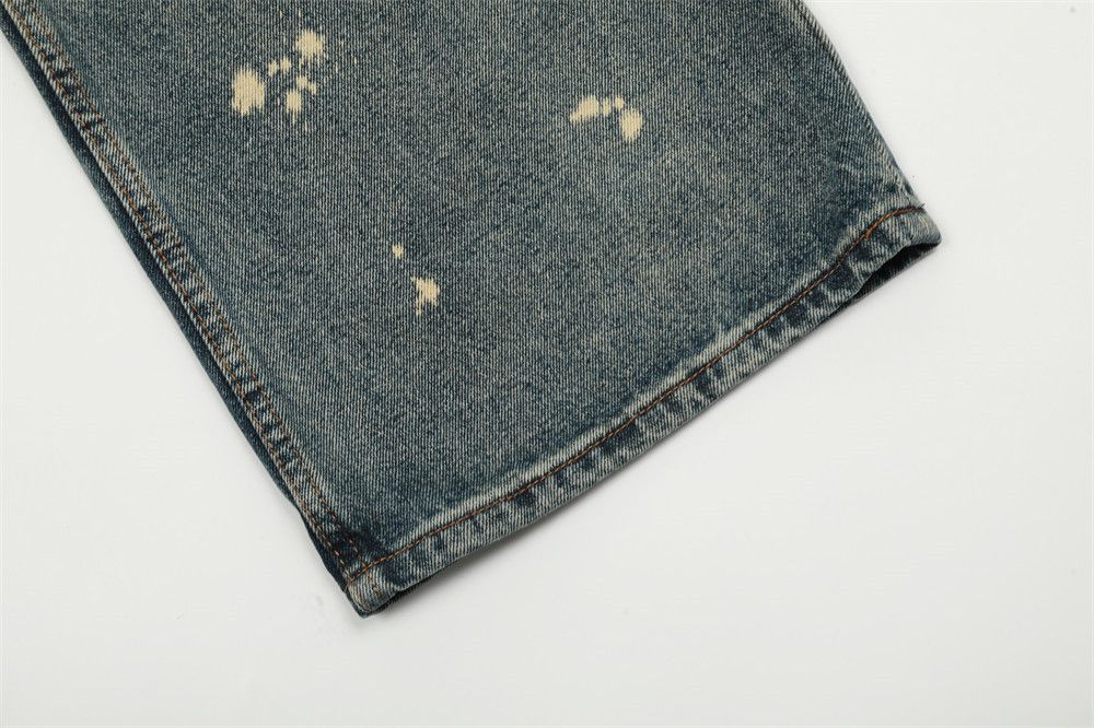 Jean Men's retro distressed casual ink-splashed straight jeans Size US 32 / EU 48 - 6 Thumbnail
