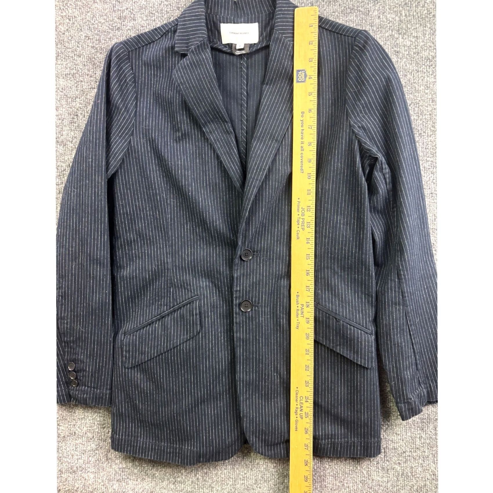 Vintage Current/Elliott Pinstripe Blazer Womens Size 0 Navy Blue Stretch Cotton Jacket Size XS / US 0-2 / IT 36-38 - 3 Thumbnail