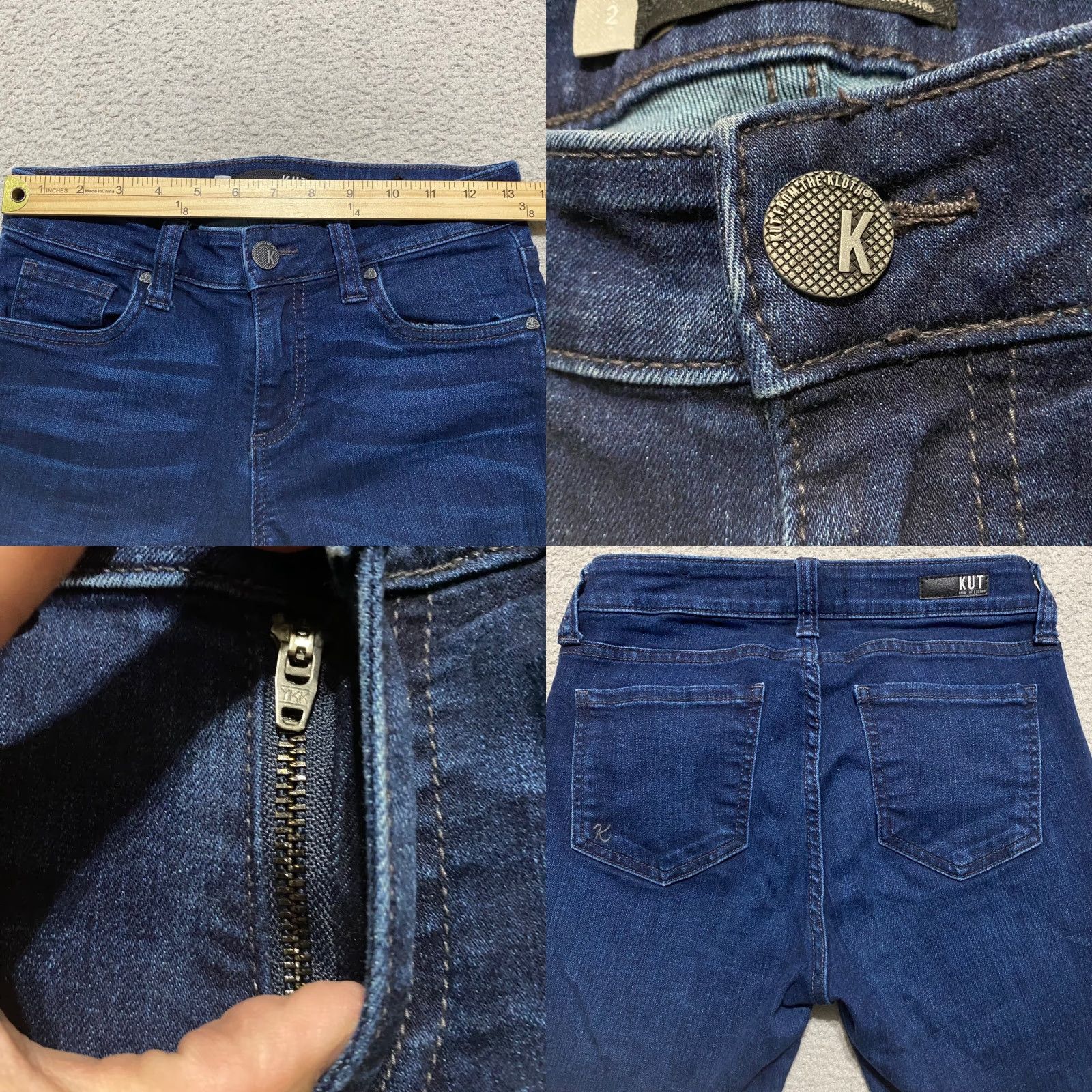 Vintage KUT from the Kloth Jeans Womens sz 2 Blue Denim Dark Wash Connie Ankle Skinny 26 in Inseam 26 in 5-Pocket Stretch Regular Mid Rise Vintage No Size 26" / US 2 / IT 38 - 8 Thumbnail