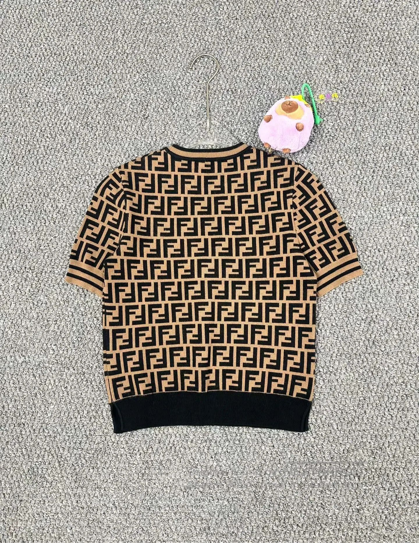 Fendi FENDI Brown All-over Printed Logo Knit Short Sleeve| Size XS / US 0-2 / IT 36-38 - 2 Thumbnail