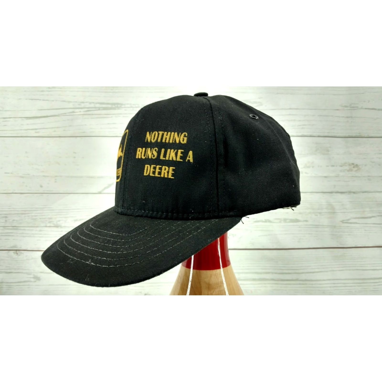 John Deere VINTAGE John Deere Black Snapback Trucker Hat USA Men Adjustable Size Size ONE SIZE - 4 Thumbnail