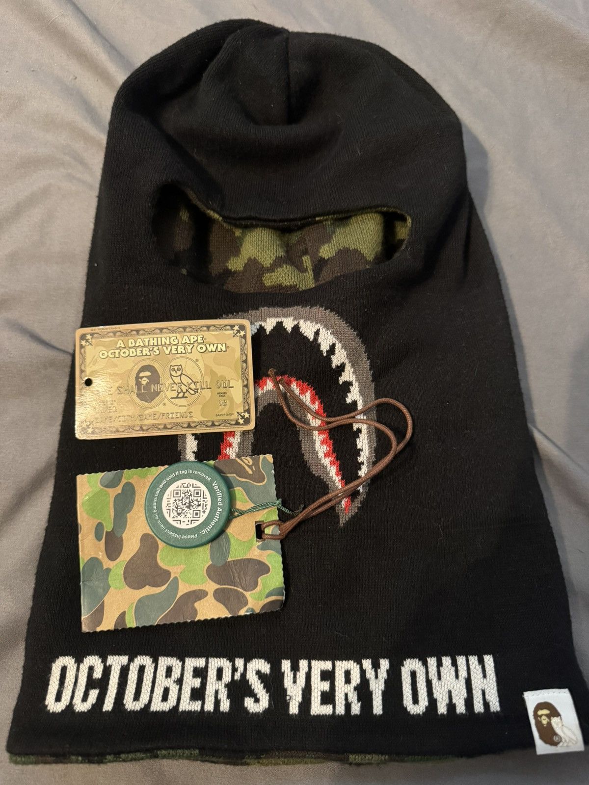 Bape × October's Very Own BAPE X OVO Woodland Camo Shark Reversible Balaclava Size ONE SIZE - 2 Thumbnail