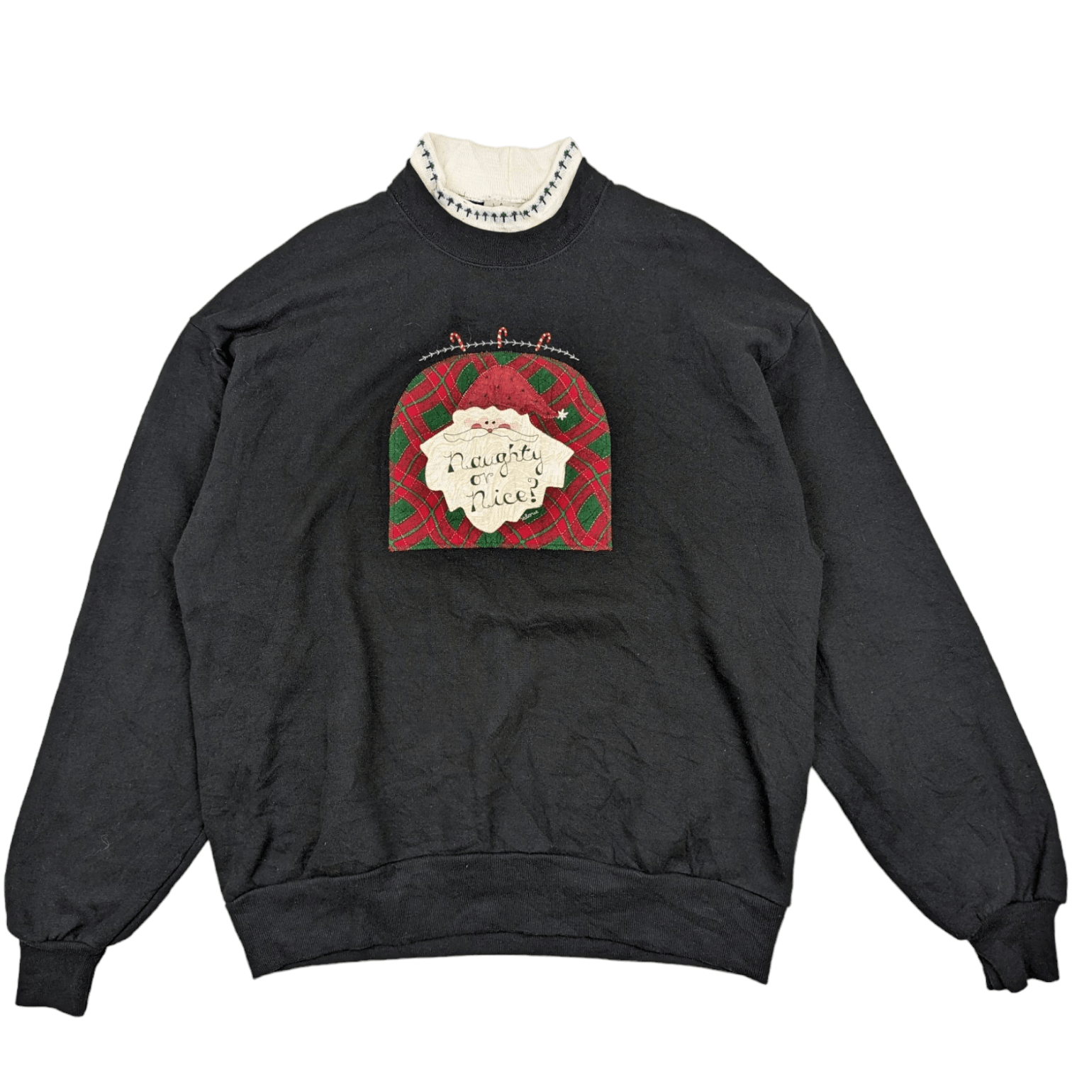 Vintage Vintage 90's NAUGHTY OR NICE Statement Tee Jumper Sweatshirt Size US L / EU 52-54 / 3 - 3 Thumbnail