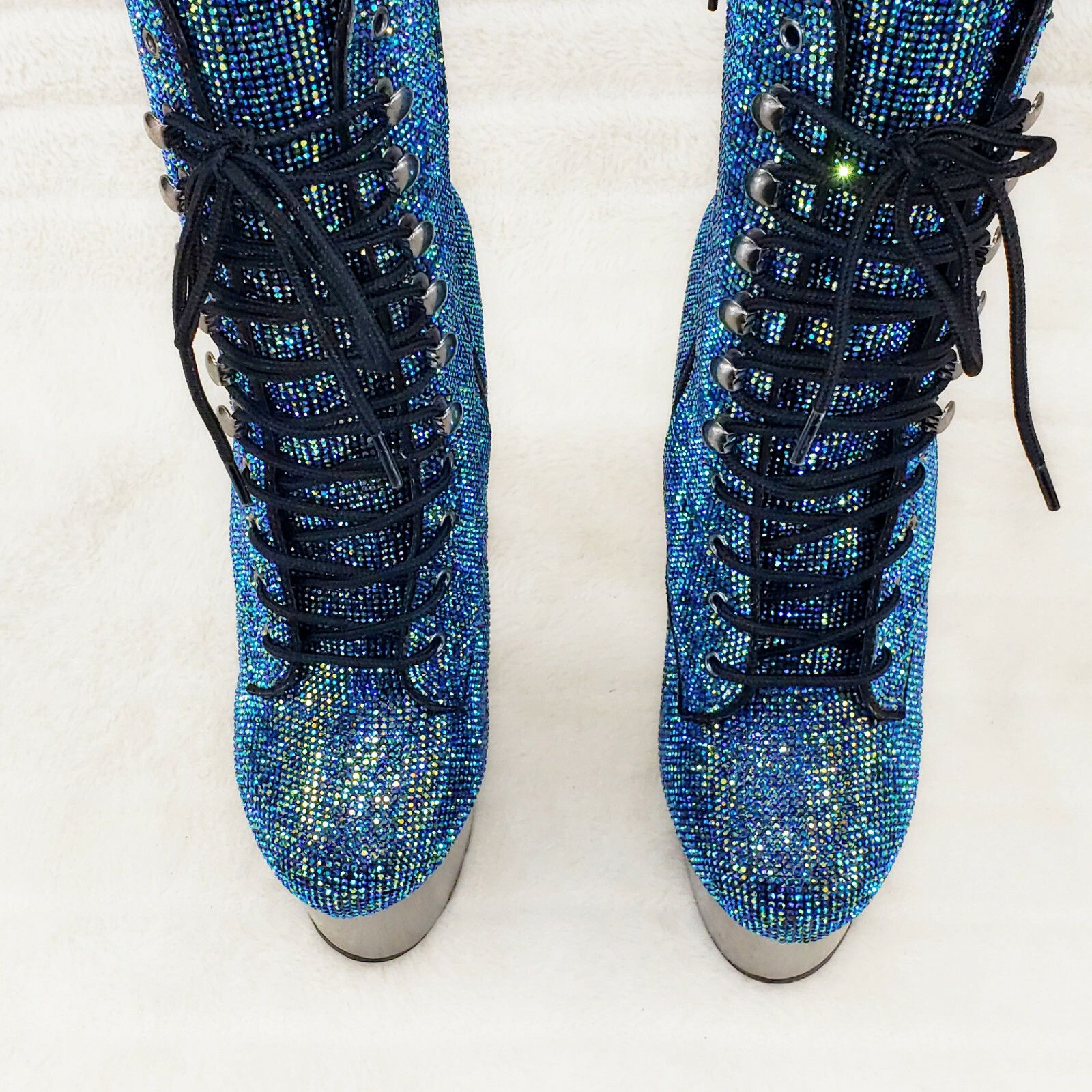 Other Bejeweled 1020CHRS Teal Pewter Rhinestone 7" High Heel Platf Size US 9 / IT 39 - 7 Thumbnail