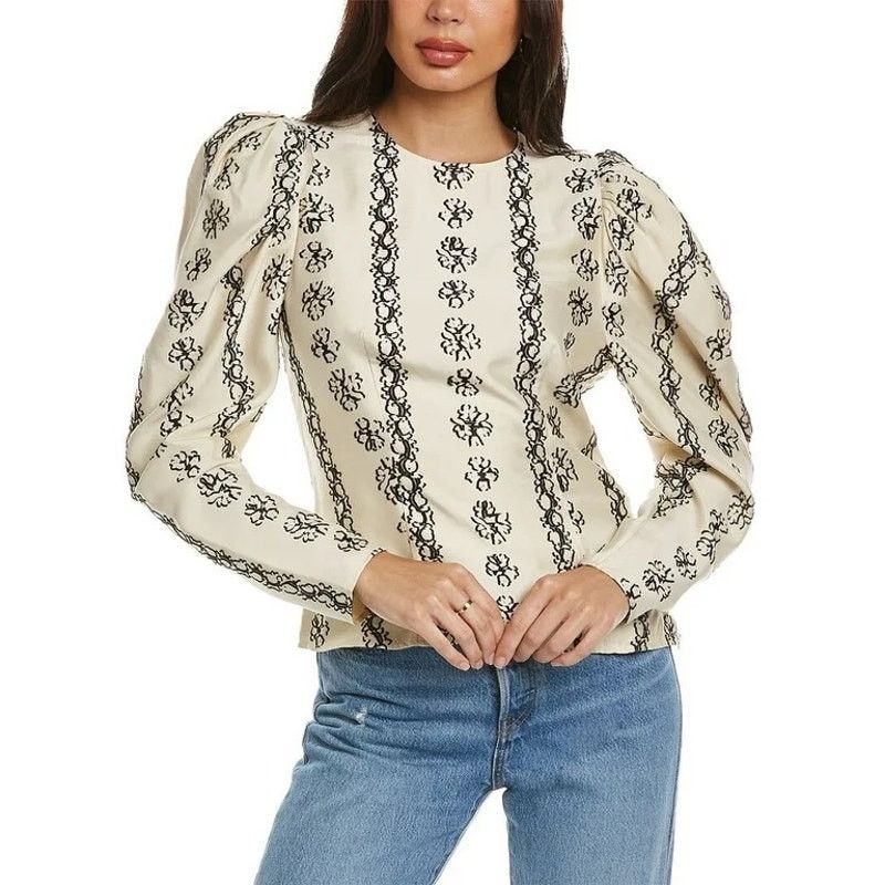Ulla Johnson Ulla Johnson Layla Silk Floral Embroidered Ivory Blouse Size M / US 6-8 / IT 42-44 - 1 Thumbnail