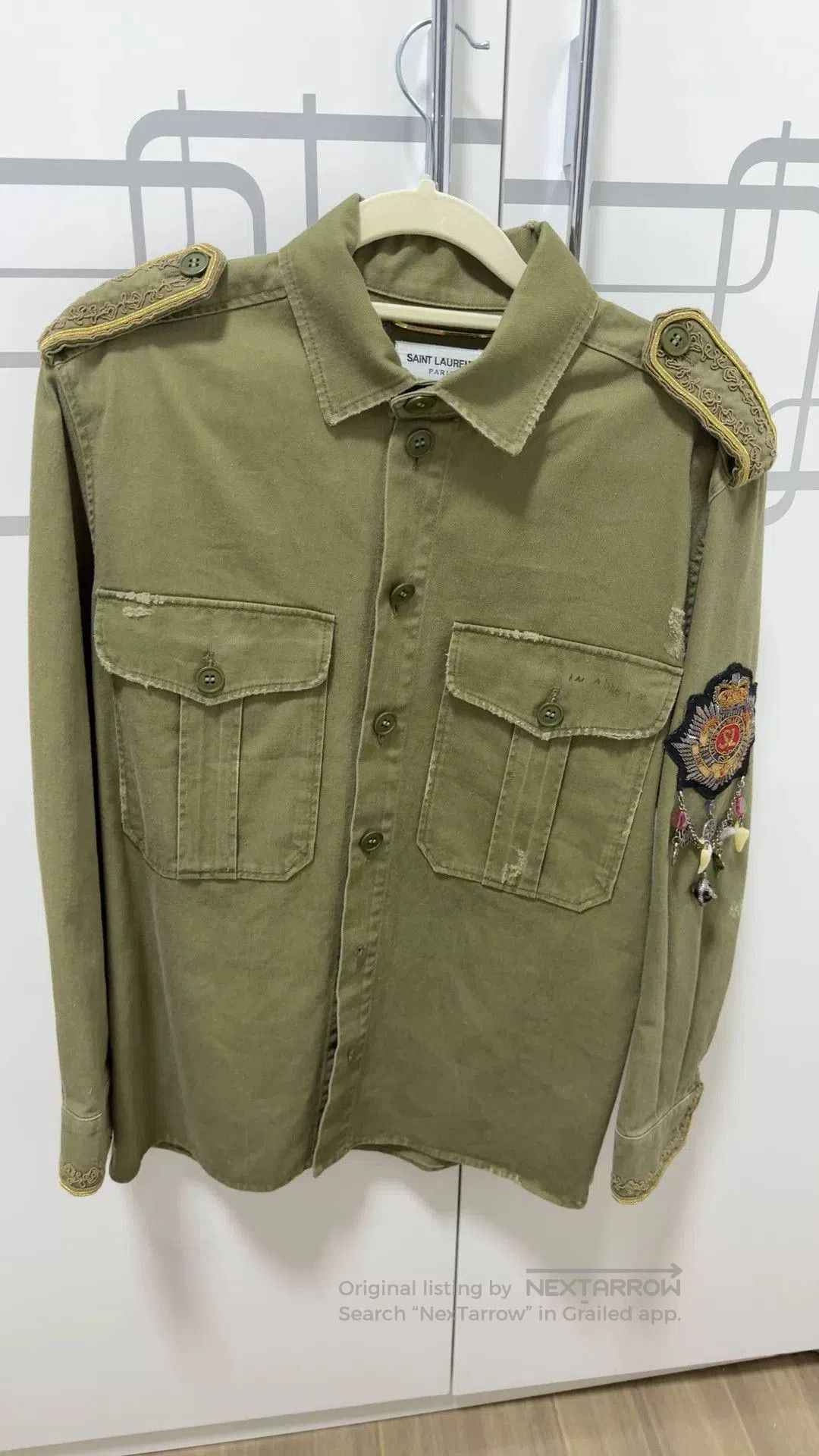 Saint Laurent Paris Saint Laurent Olive Military Shirt. Size US M / EU 48-50 / 2 - 1 Thumbnail