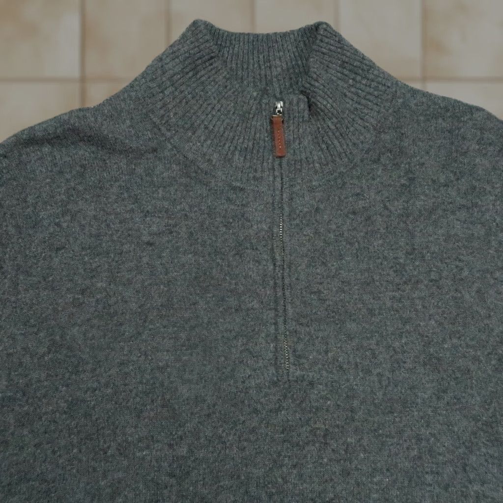 Nordstrom Nordstrom Mens XL Gray Quarter Zip Cashmere Mock Neck Sweater Pullover Knit 1/4 Zip Casual Regular Chest 48 in Dry Clean Only Size US XL / EU 56 / 4 - 1 Thumbnail
