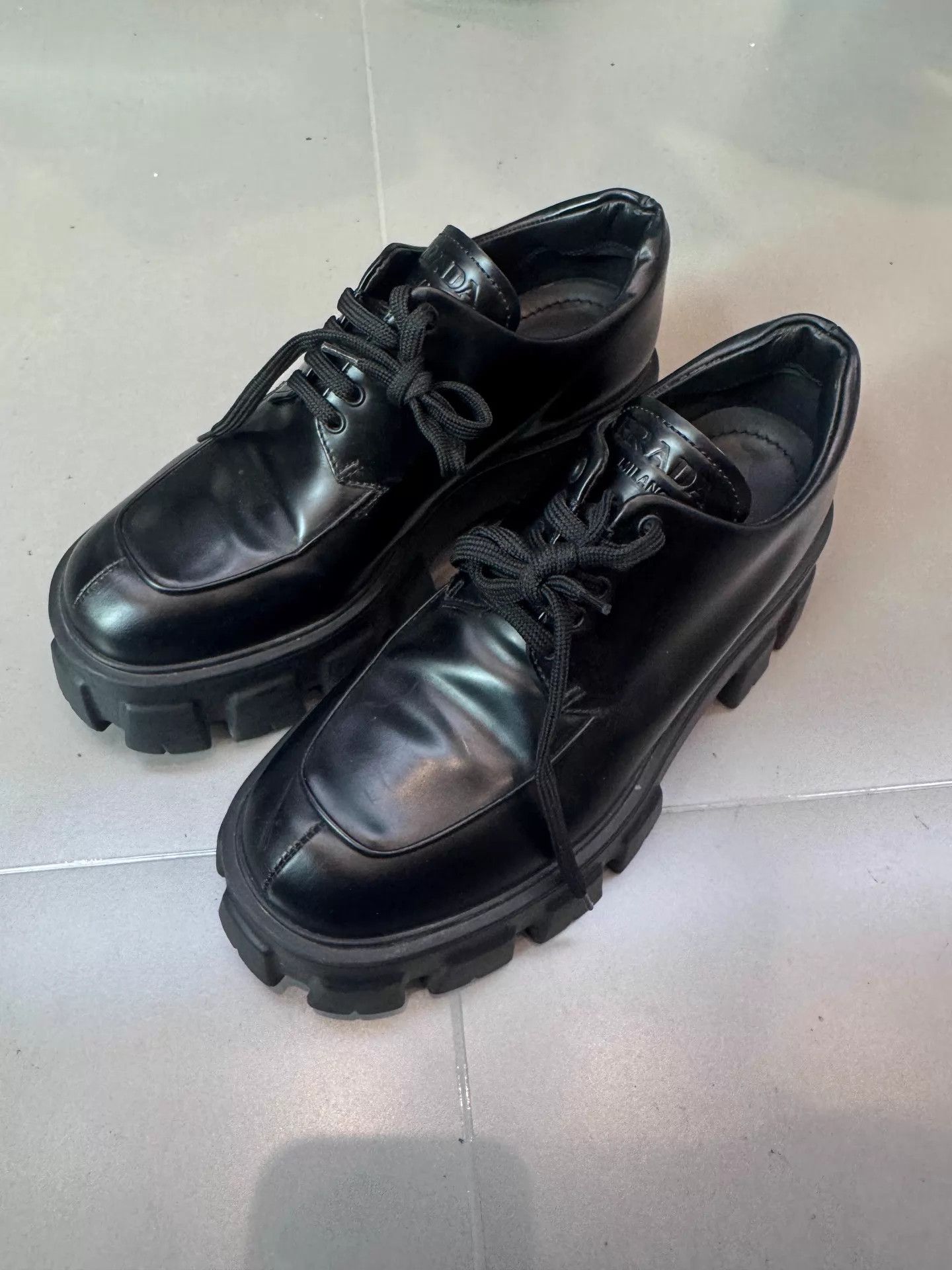 Prada Prada Women's Black Platform Loafer 38.5 Size US 8 / IT 38 - 1 Thumbnail