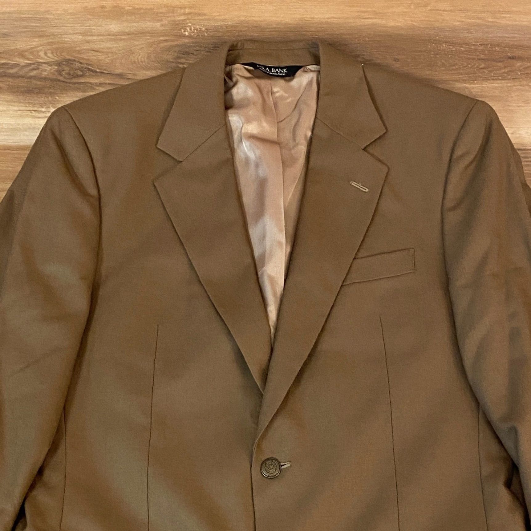 Vintage Jos A Bank Blazer Mens 38R Brown Wool Cashmere Tweed Sport Coat Jacket Blazer Button Size 38R - 2 Thumbnail