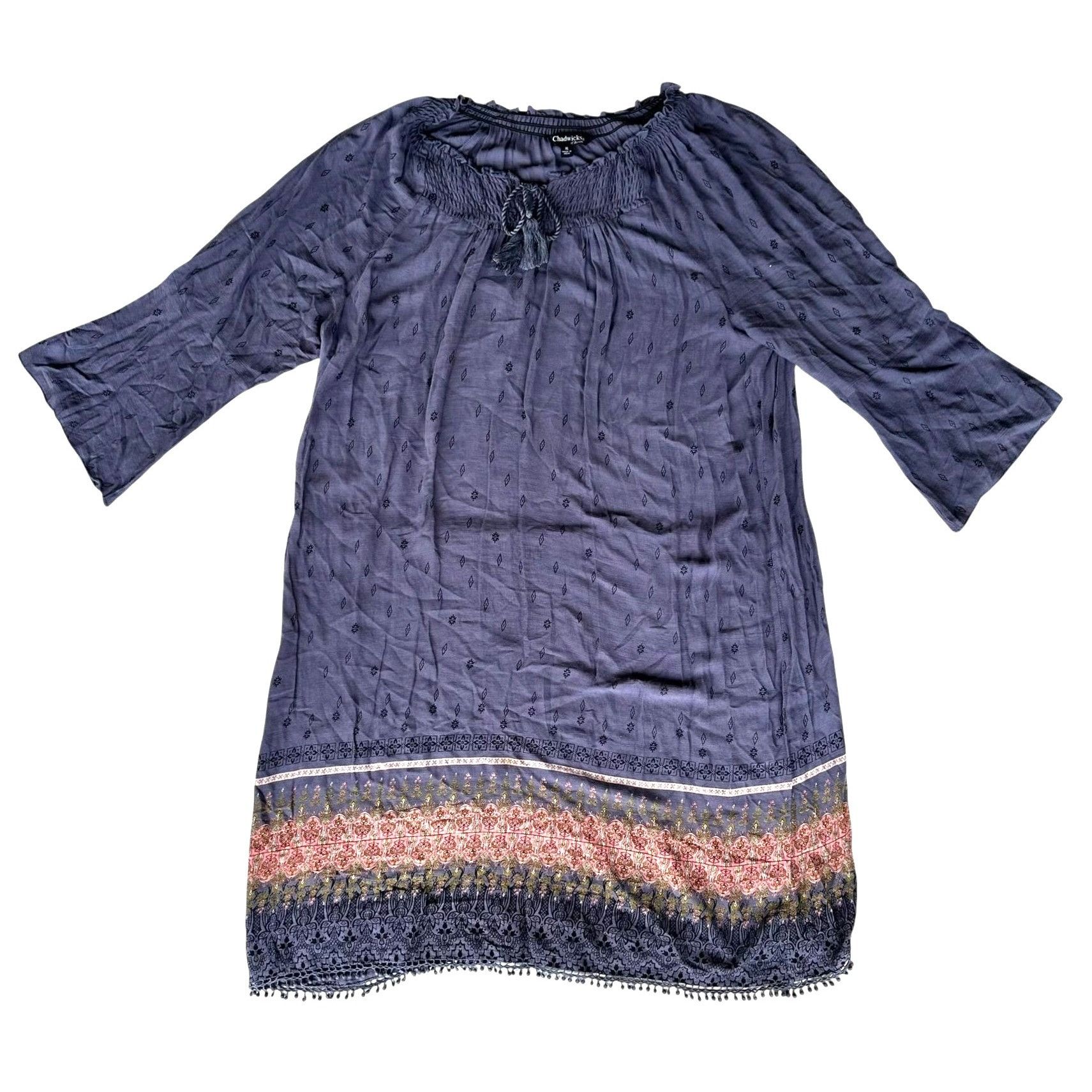 Other Vintage Chadwicks of Boston Dress XL Blue Tassels Hippie Bo Size XL / US 12-14 / IT 48-50 - 1 Thumbnail