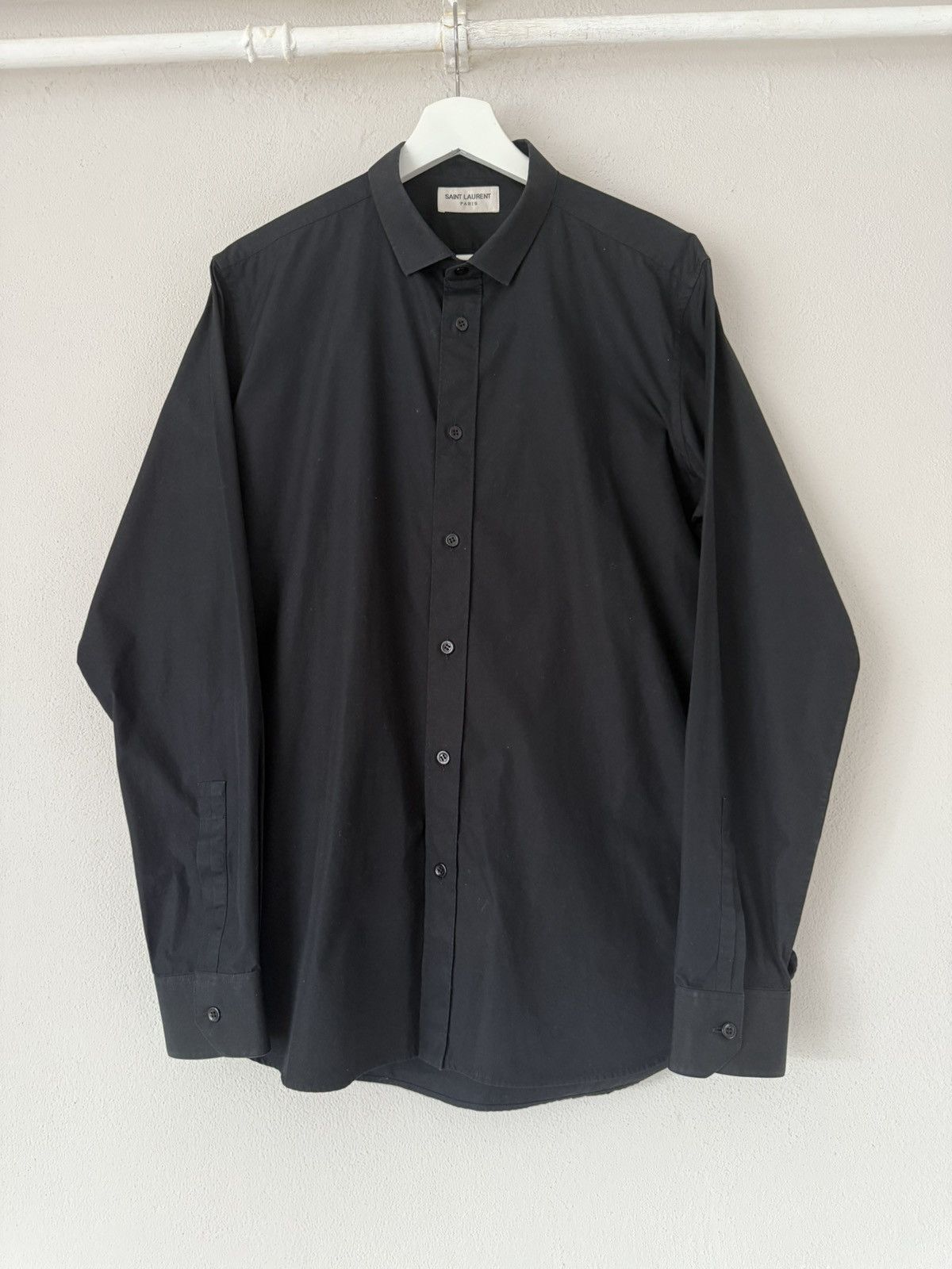 Saint Laurent Paris Classic Black Poplin Shirt in Cotton Size US L / EU 52-54 / 3 - 1 Thumbnail
