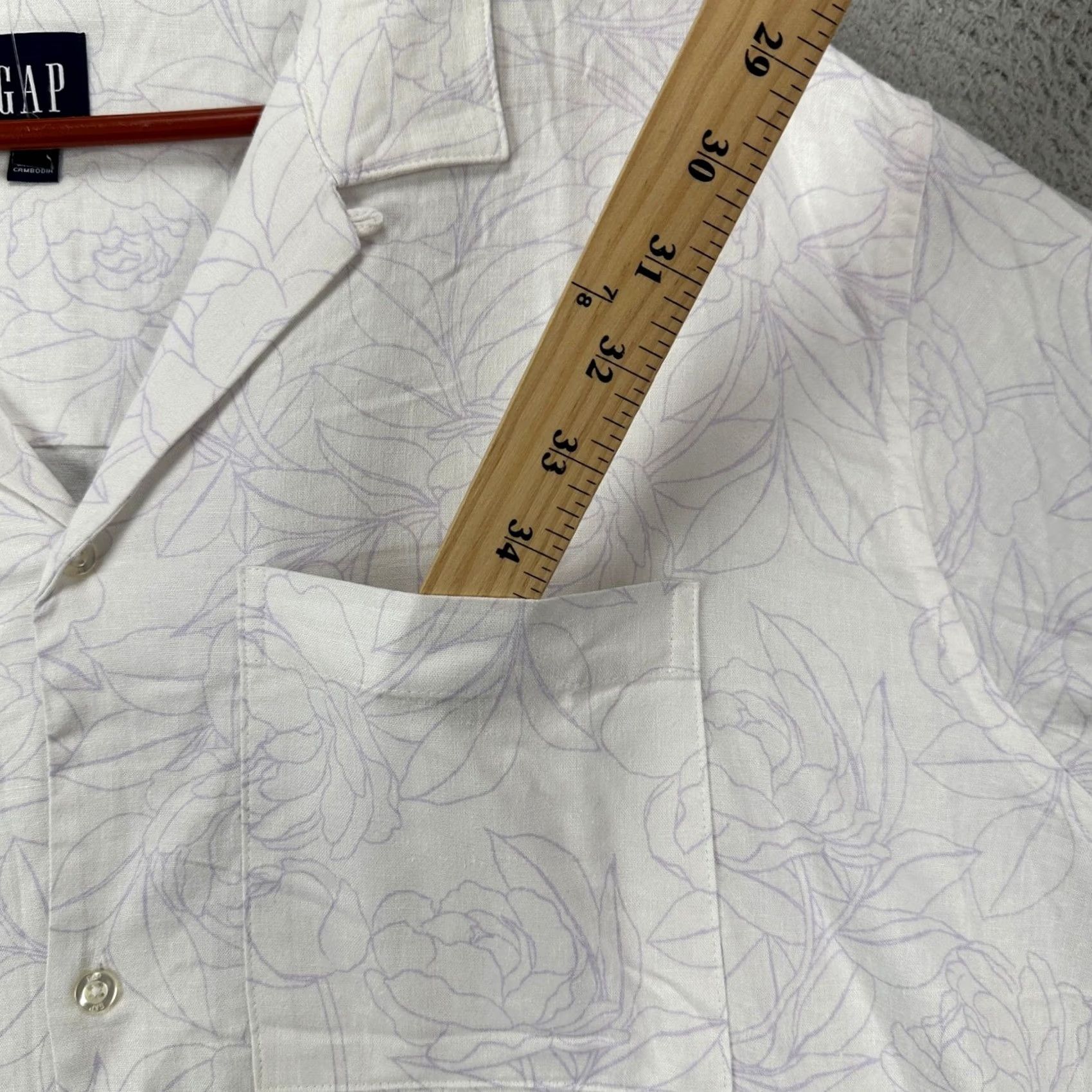 Gap VINTAGE Gap Linen Blend Shirt Hawaiian Mens 2XL White Purple Floral Pocket Button Up NEW Size US XXL / EU 58 / 5 - 6 Thumbnail