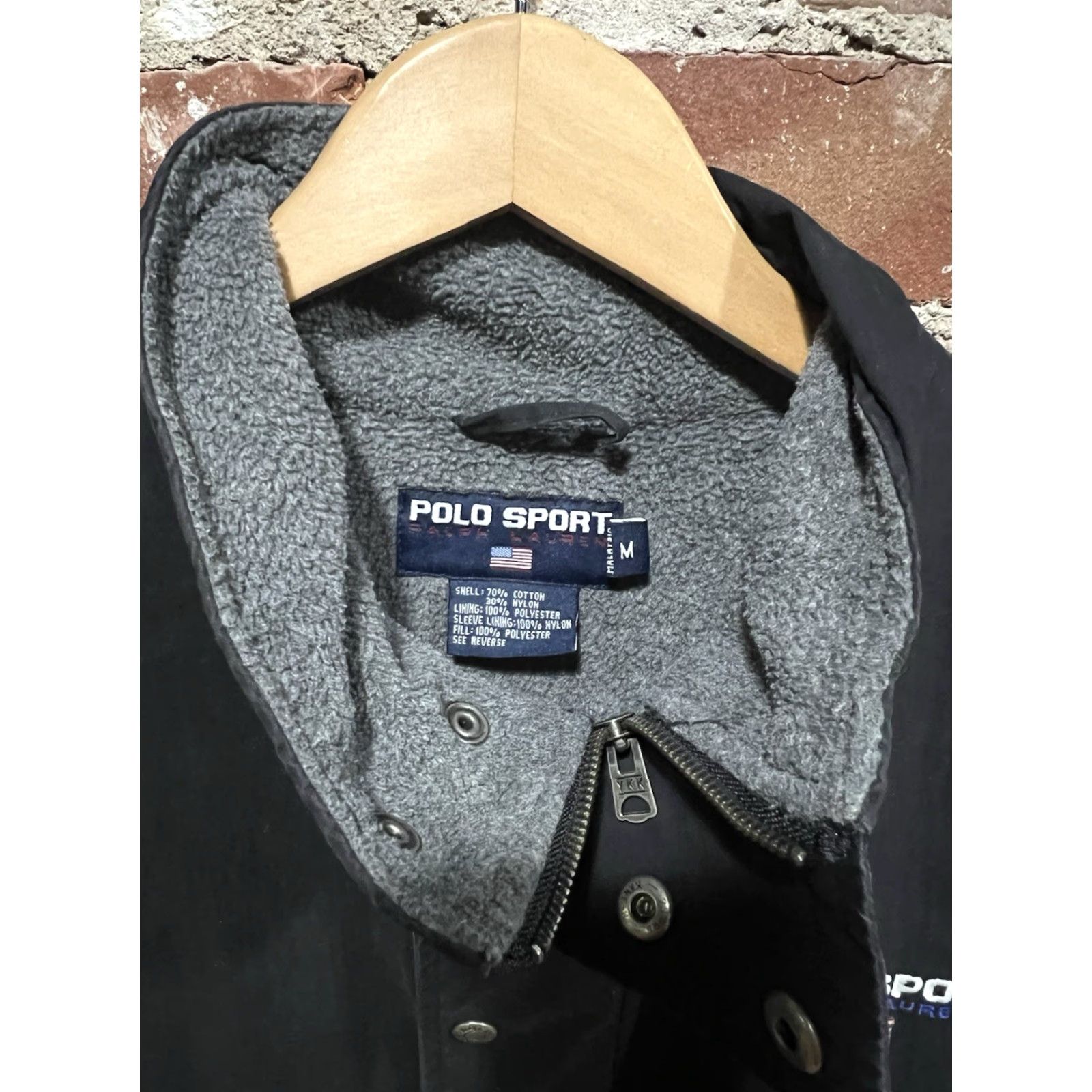Ralph Lauren VINTAGE Ralph Lauren Polo Sport Jacket Mens M Black Zip Up Logo Y2K Sports Coat Overcoat All Seasons Short Stand-Up Collar Mid-Length Size US M / EU 48-50 / 2 - 2 Thumbnail