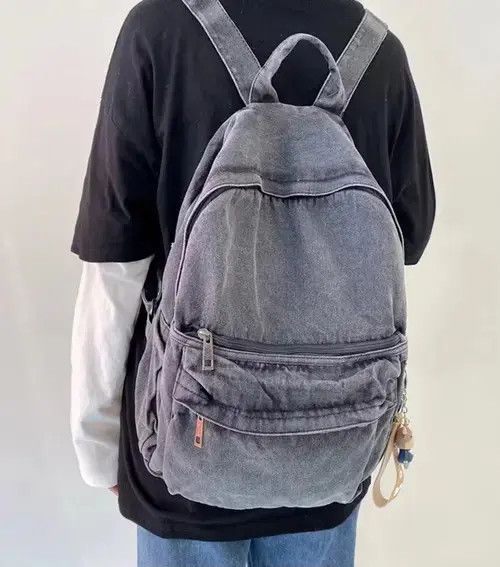 Other Fashion patchwork denim backpack aesthetic Size ONE SIZE - 2 Thumbnail