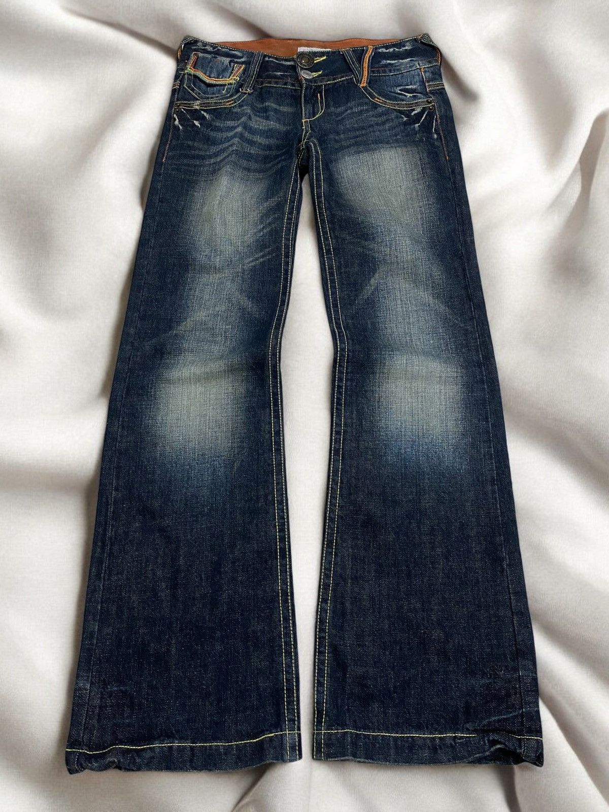 Japanese Brand Flare Colza Japan Mud Washed Whisker Buckle Low Rise Denim Size 29" - 1 Thumbnail