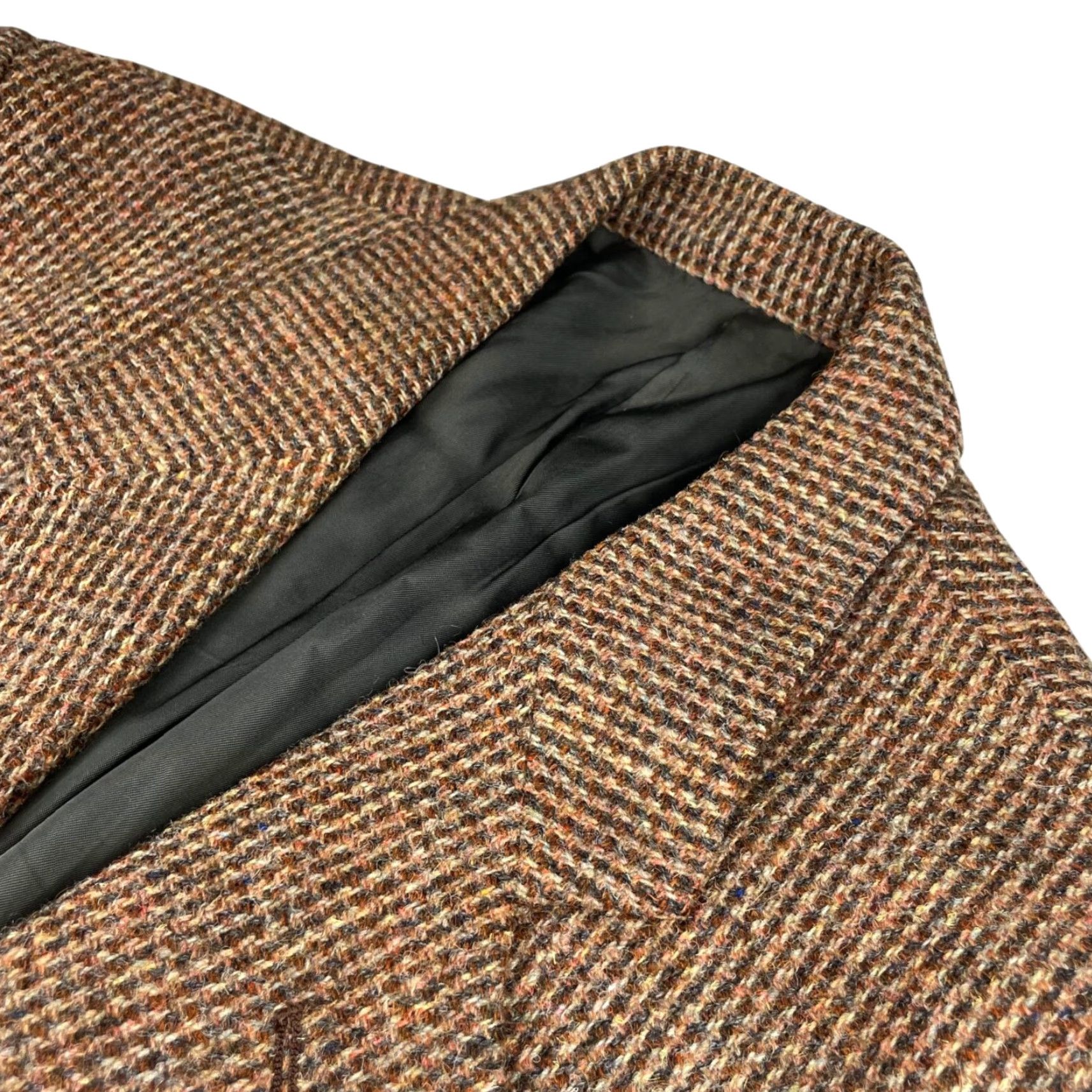 Vintage VINTAGE Henry Grethel Blazer Men’s 42 Long 100% Wool Tweed 2-Button Leather Brown Mens Regular Coat Jacket Size 42R - 2 Thumbnail