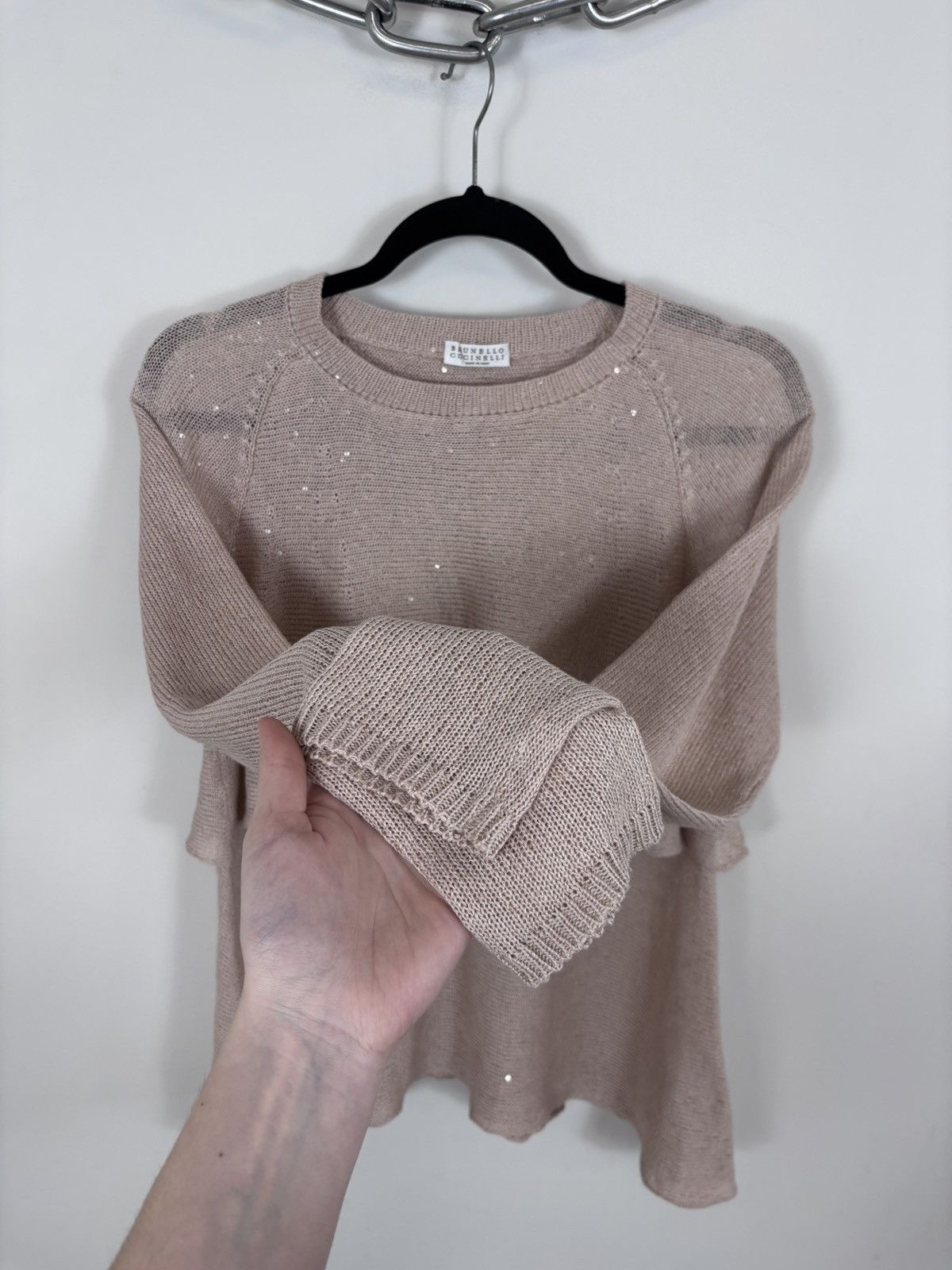 Brunello Cucinelli Brunello Cucinelli Women’s Sequin Knit Linen Silk Sweater Size S / US 4 / IT 40 - 8 Thumbnail