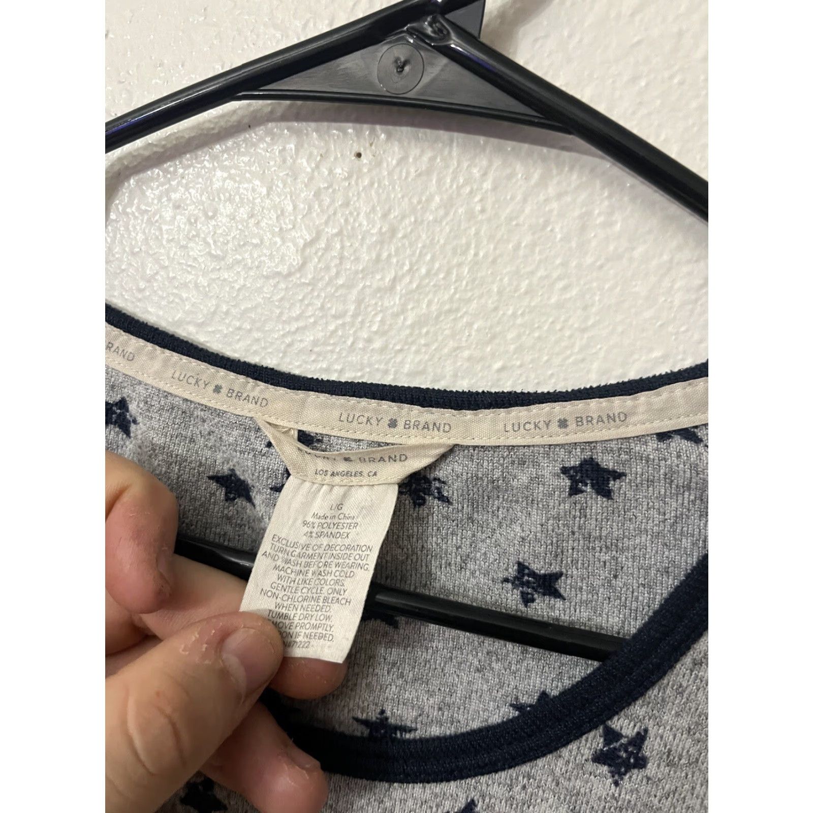 Lucky Brand VINTAGE Lucky Brand Sleep Shirt Womens Large Gray Stars Lounge Short Sleeve Cotton Modal Size L / US 10 / IT 46 - 3 Thumbnail