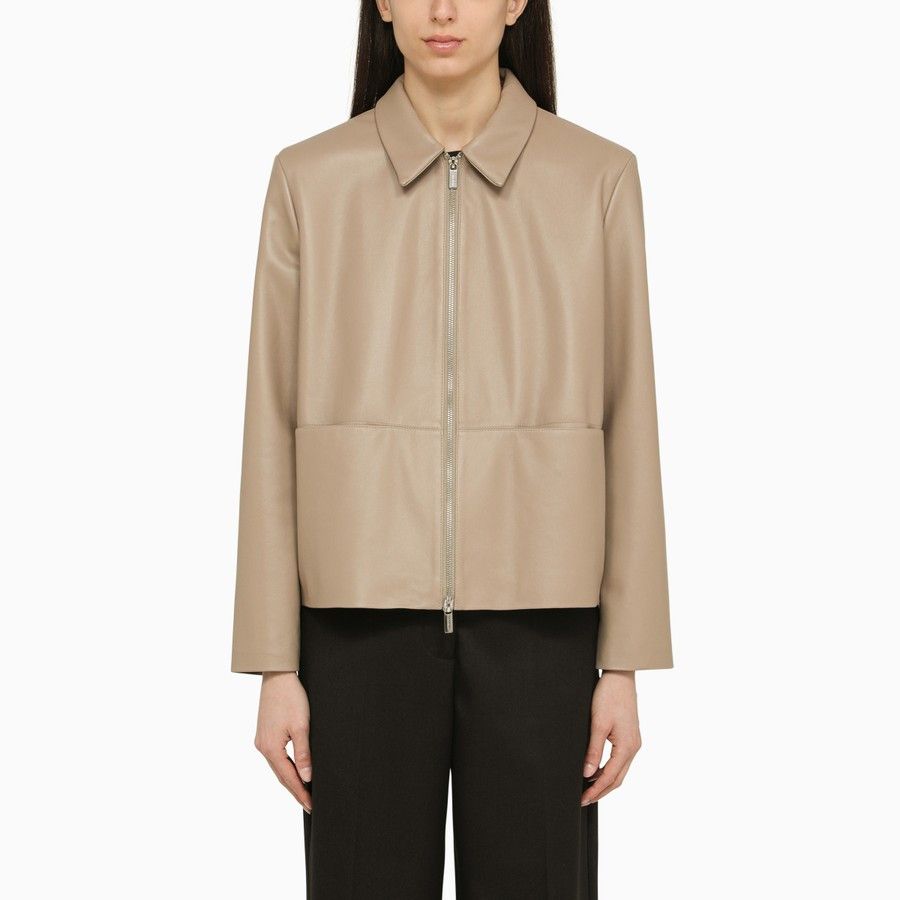 Calvin Klein o1d2blof0824 Short Regenerated Leather Jacket in Beige Size M / US 6-8 / IT 42-44 - 1 Thumbnail