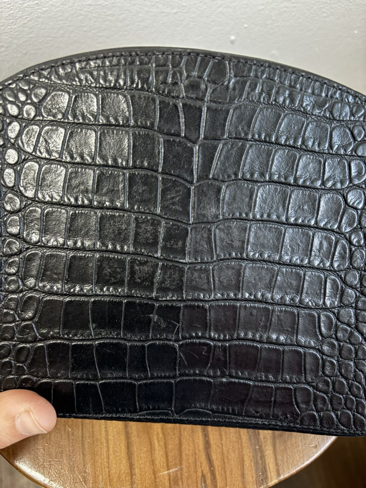 Sezane Sézane Croc-Embossed Crossbody Bag – Black Leather Size ONE SIZE - 3 Thumbnail