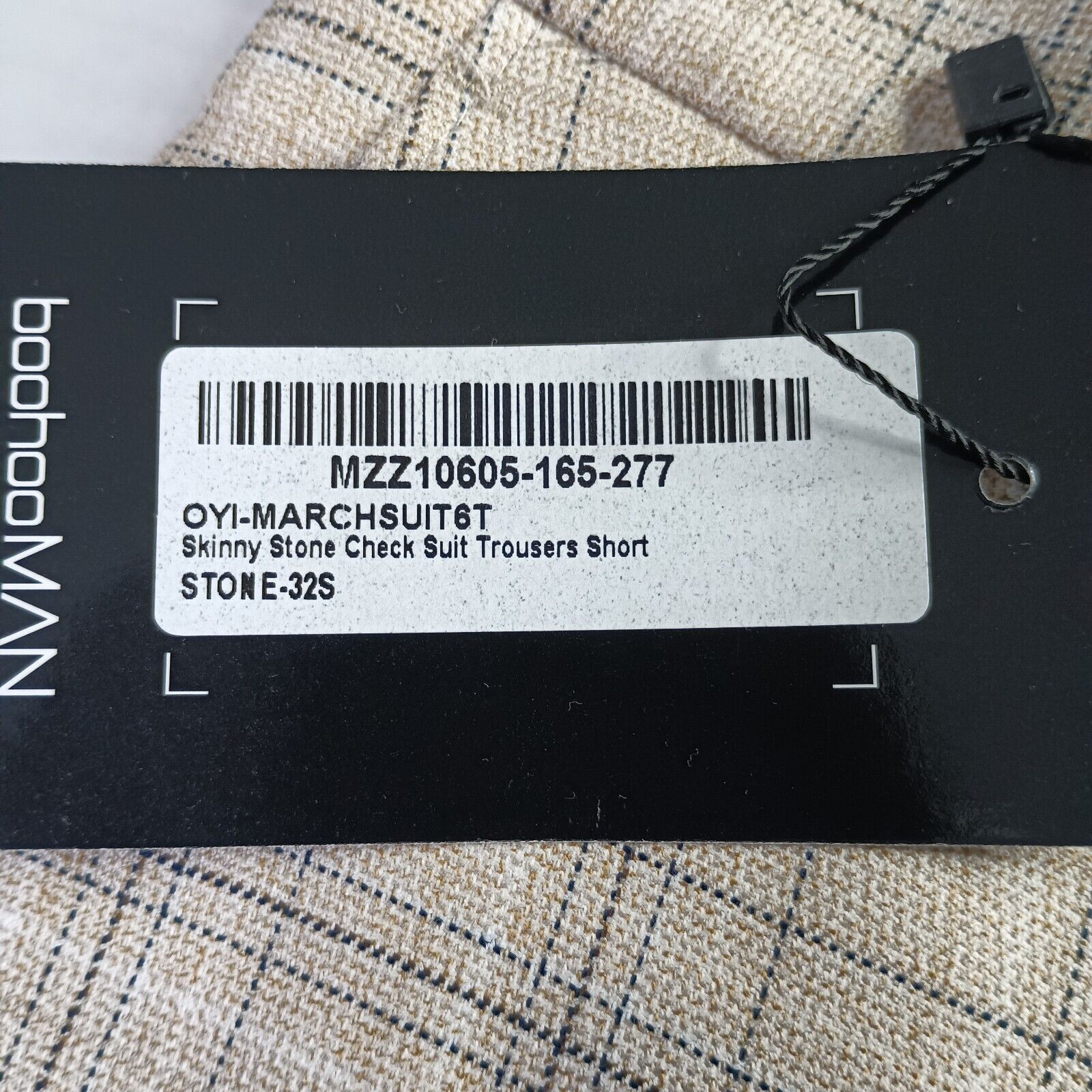 Boohoo Man Boohoo 32S Skinny Check Suit Trouser Stone Plaid Pants Size US 32 / EU 48 - 4 Thumbnail