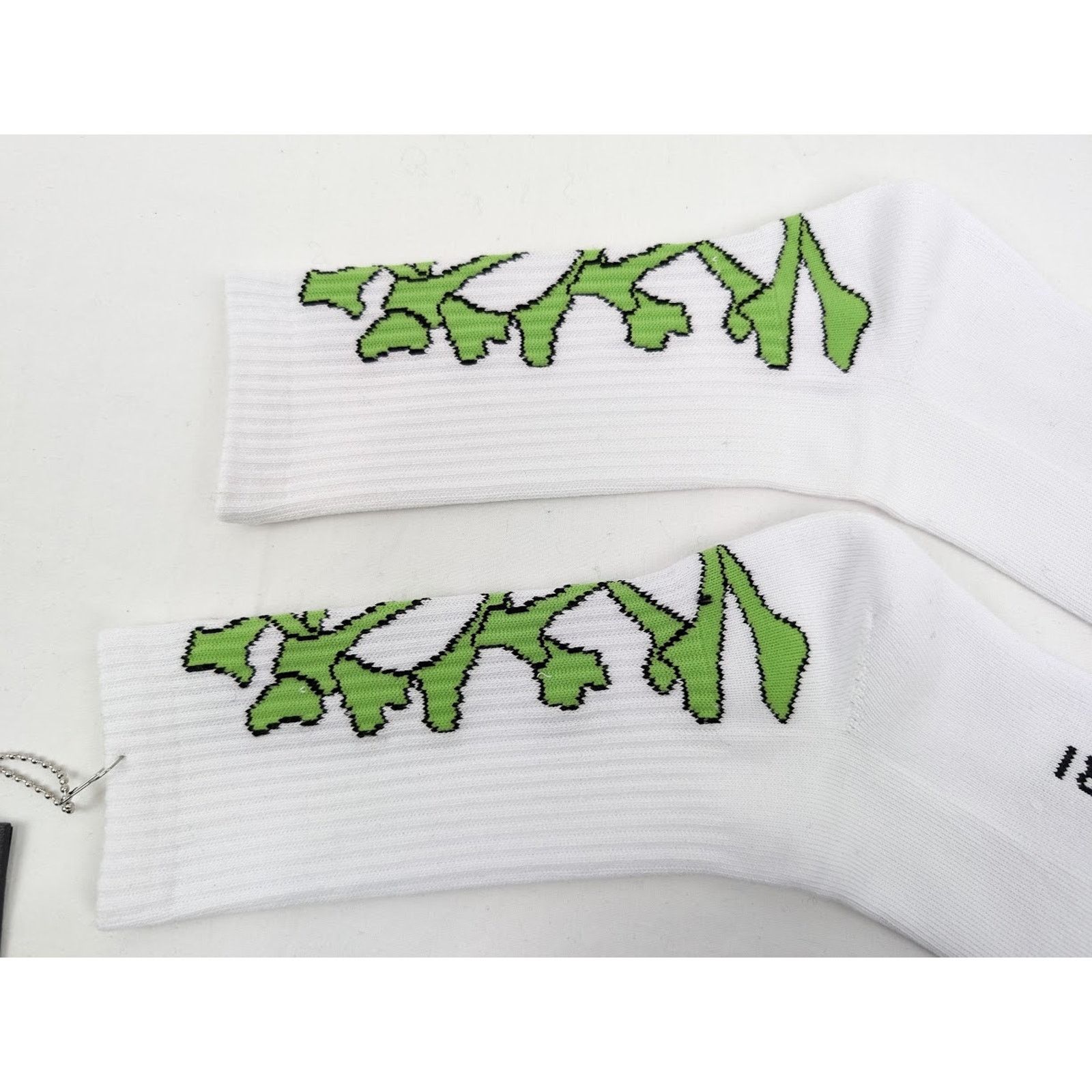 Amiri o1rshd1 Size: 45-46 / Stacked Bones Socks in White/Lime Size ONE SIZE - 3 Thumbnail