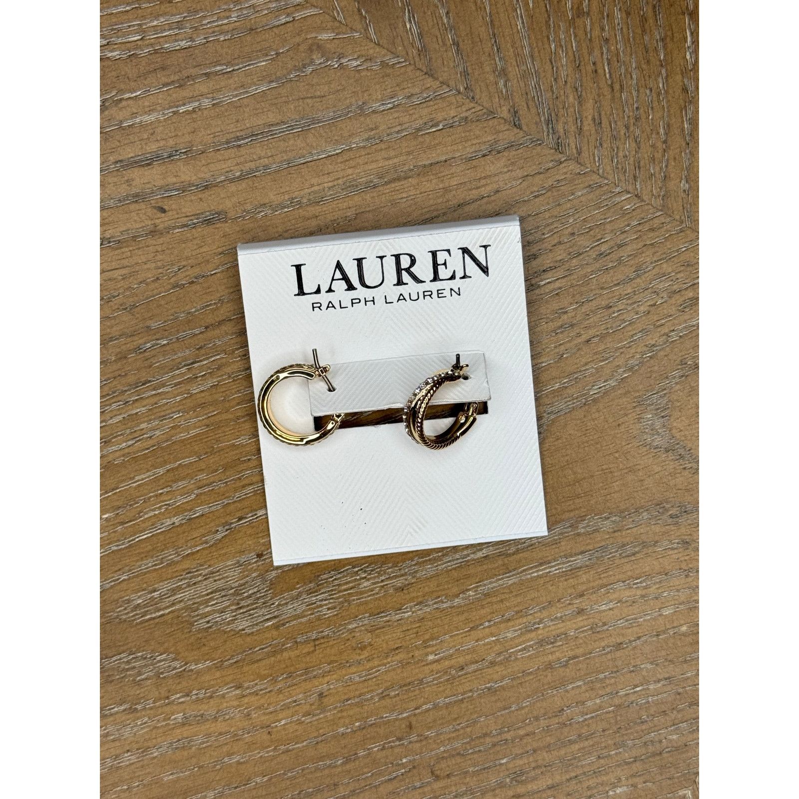 Ralph Lauren Lauren Ralph Lauren Gold Tone Twisted Crystal Hoop Earrings Size ONE SIZE - 3 Thumbnail