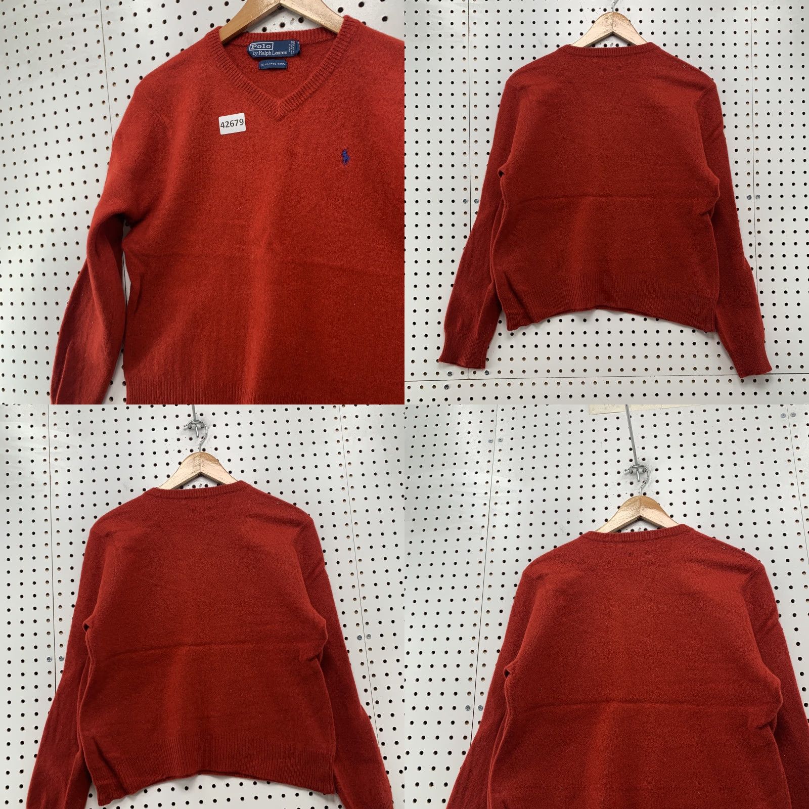 Polo Ralph Lauren Polo Ralph Lauren Sweater Shirt Mens Large Red V-Neck Pullover Knit Wool 100% Lambs Wool Casual Mens Size US L / EU 52-54 / 3 - 8 Thumbnail