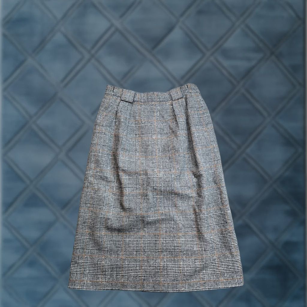 Orvis VINTAGE Orvis Skirt Womens 12 Gray Wool Plaid Tweed Knee Length Pencil Slit Lined Size 34" / US 12 / IT 48 - 1 Thumbnail
