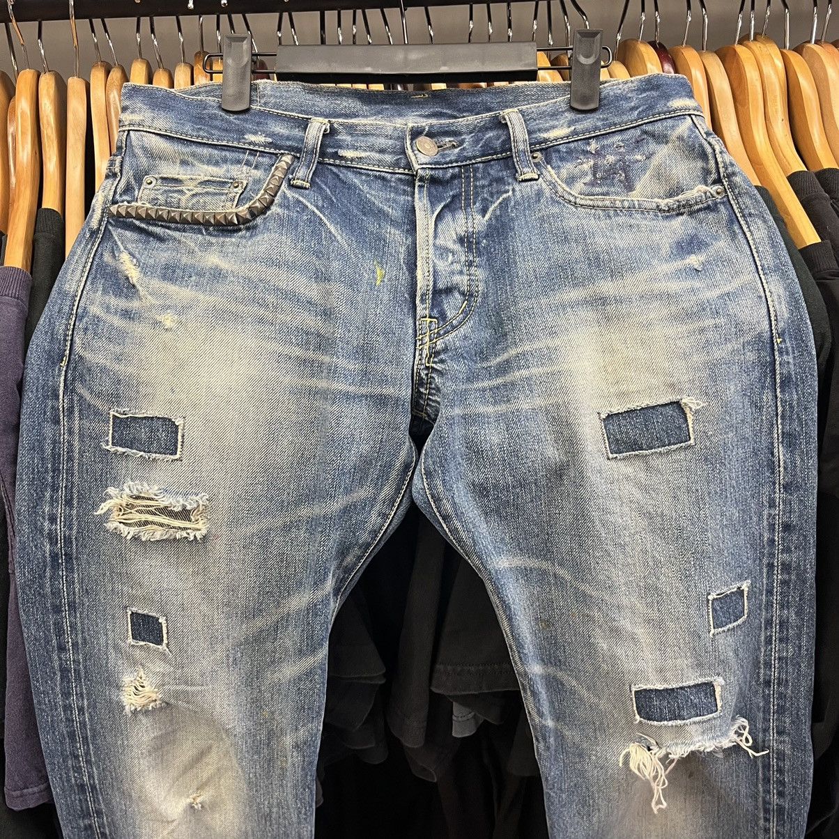 Hysteric Glamour Hysteric Glamor Studded Slim Fit Distressed Patchwork Japan Size US 32 / EU 48 - 2 Thumbnail