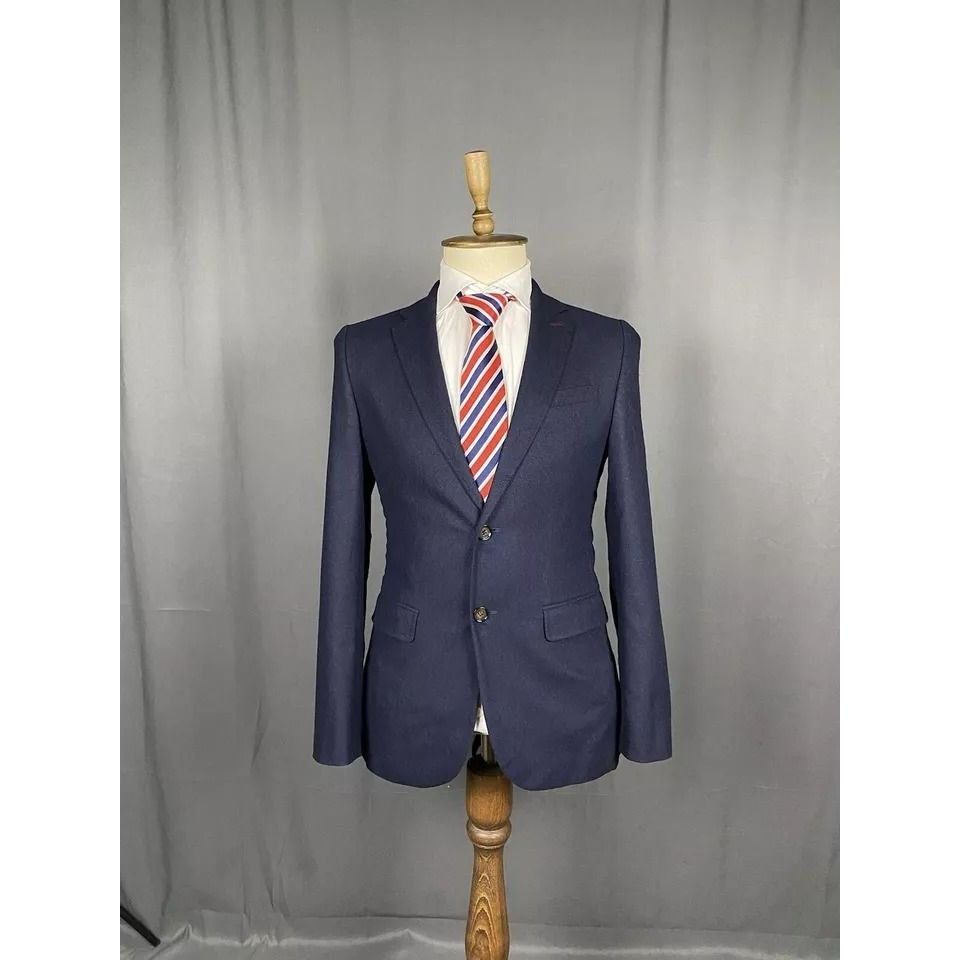 Ted Baker MINT! Ted Baker Men's Blue Wool Blazer Sportcoat Jacket Size Size 48R - 2 Thumbnail